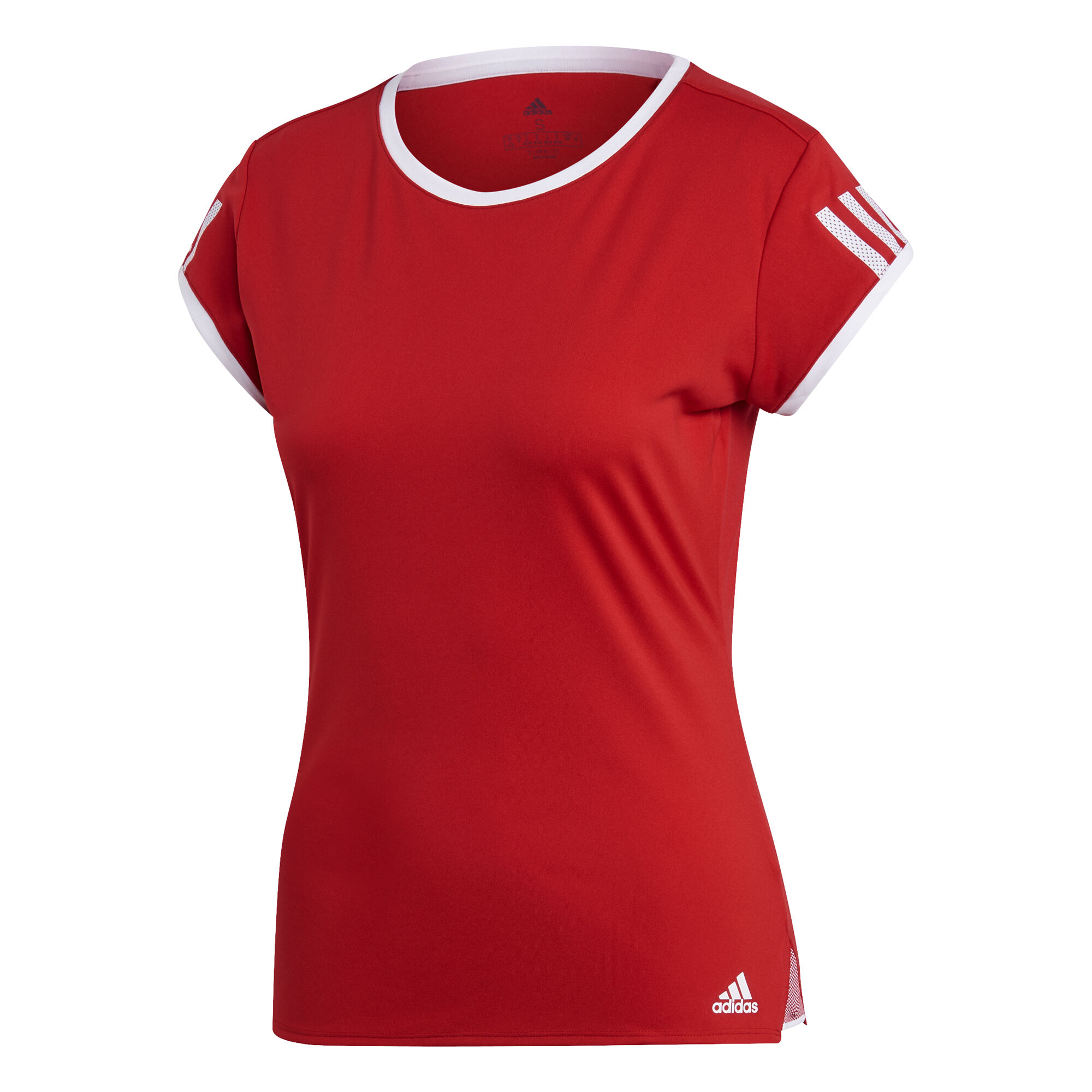 Club 3 Stripes T Shirt Damen Rot WeiB