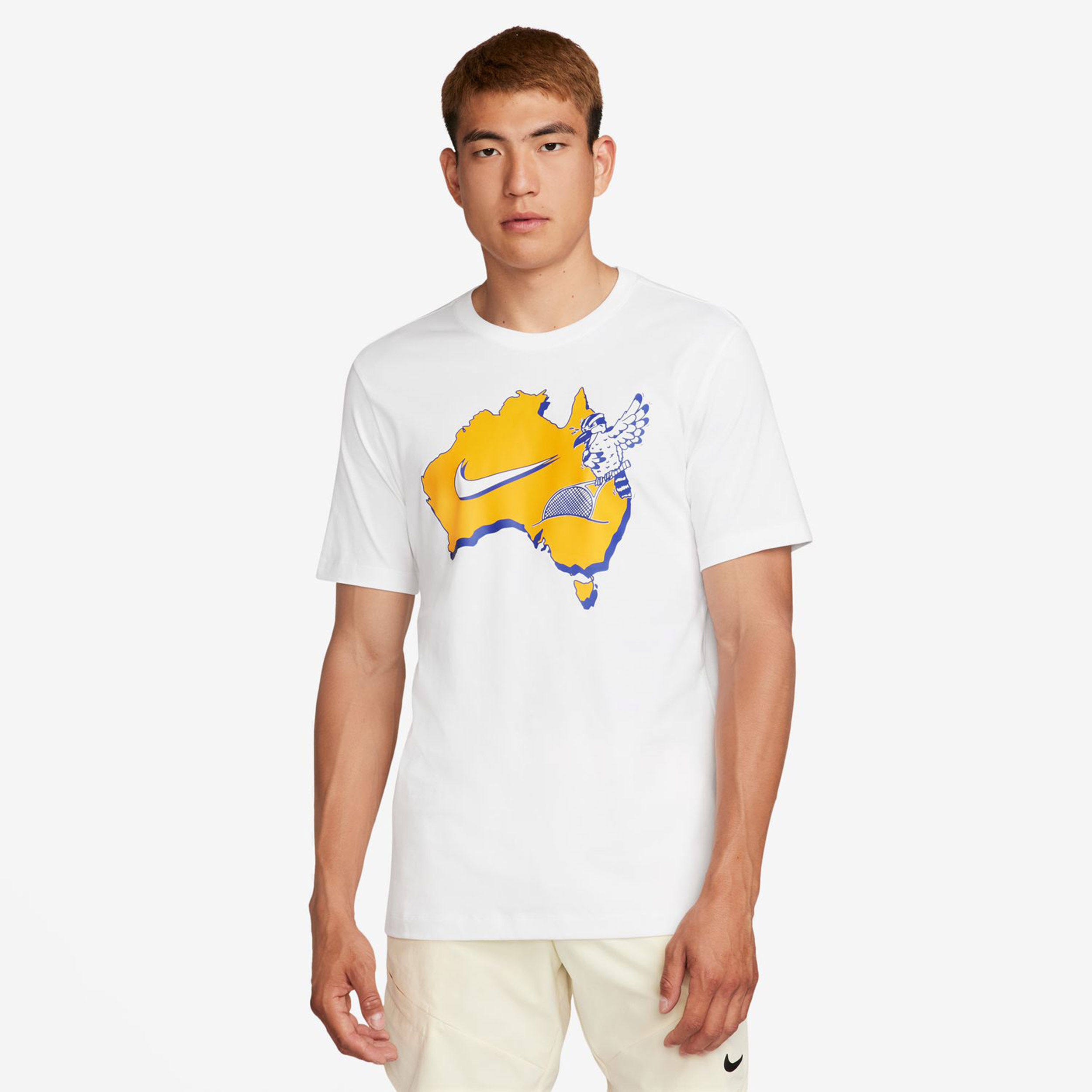 Court T Shirt Herren WeiB Mehrfarbig