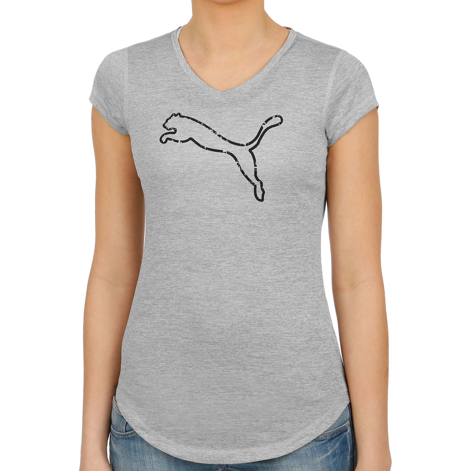 Puma Heather Cat T-Shirt Damen - Hellgrau, Schwarz online kaufen