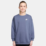 Nike Bekleidung Nike Sportswear Club Fleece Oversized Crew Sweatshirt M&auml;dchen - blaugrau, wei&szlig;