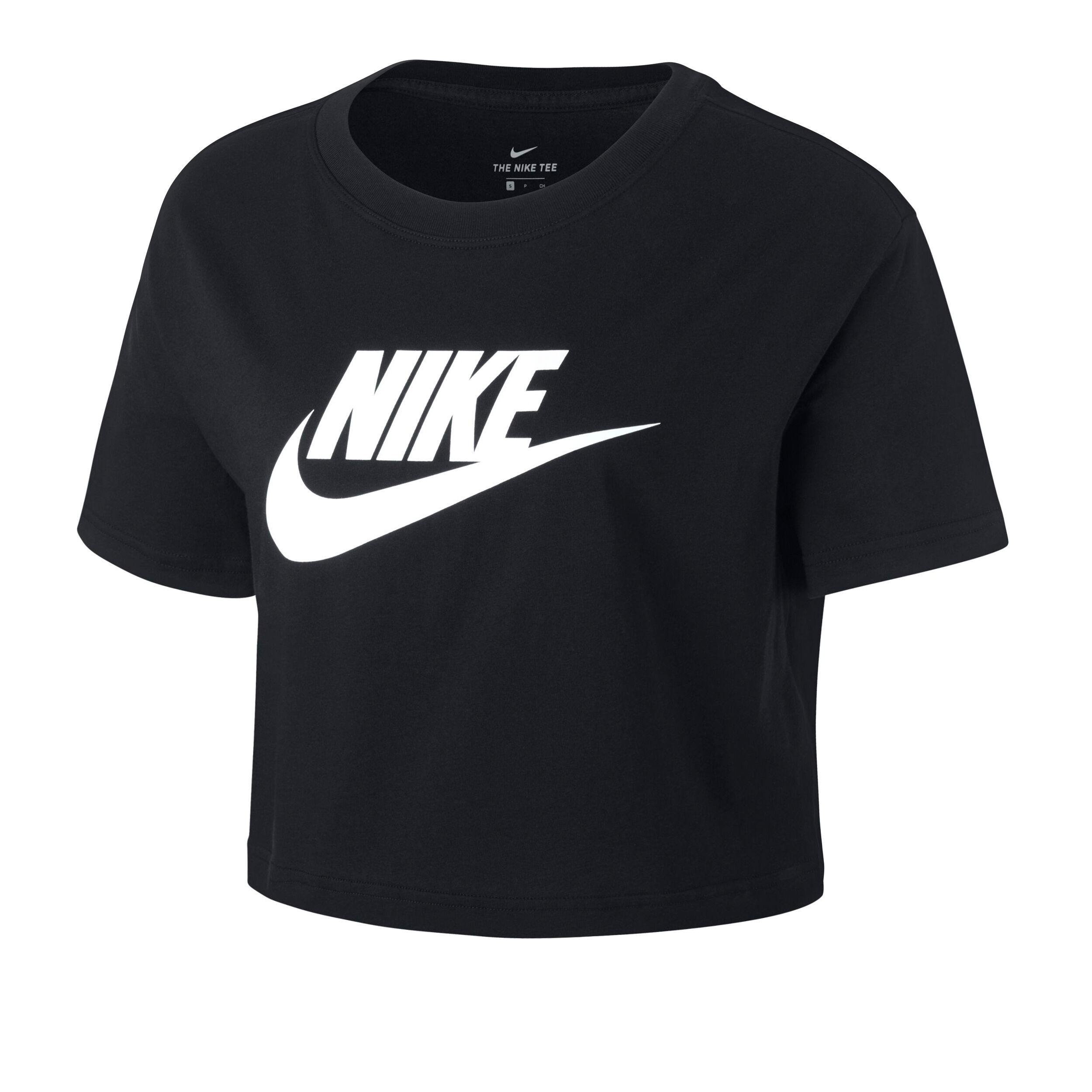 Sportswear Essential Crop T Shirt Damen Schwarz WeiB