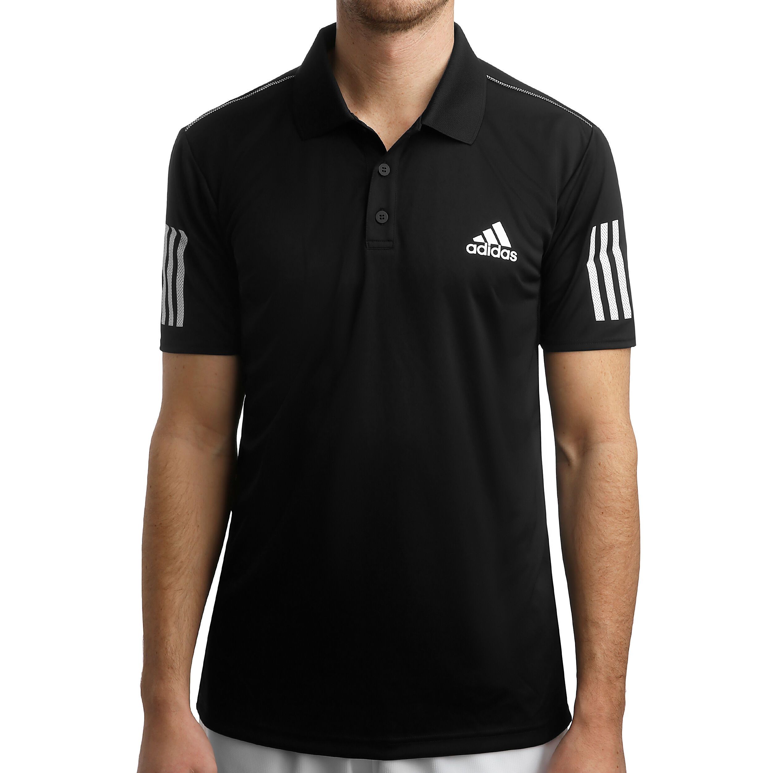Club 3 Stripes Polo Herren Schwarz WeiB