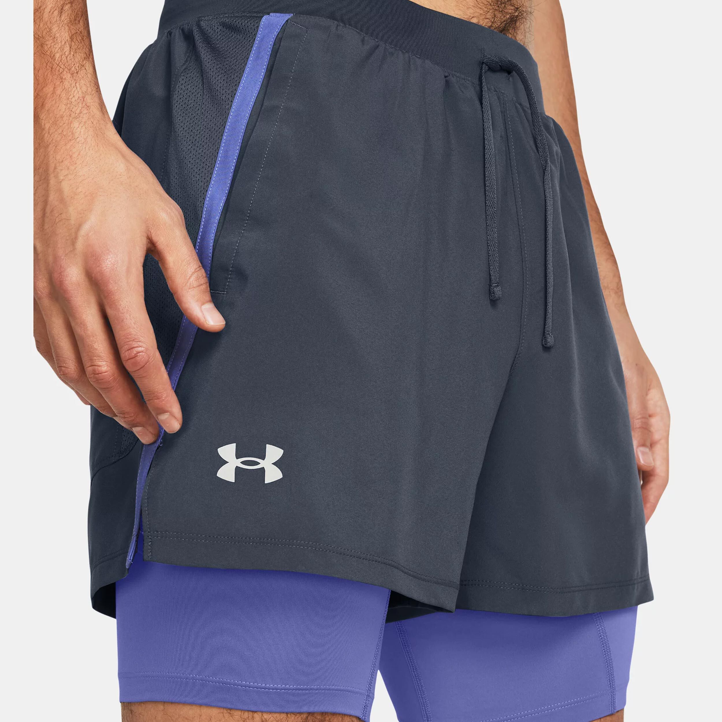 Launch 5 Inch 2 in 1 Shorts Herren Grau Lila