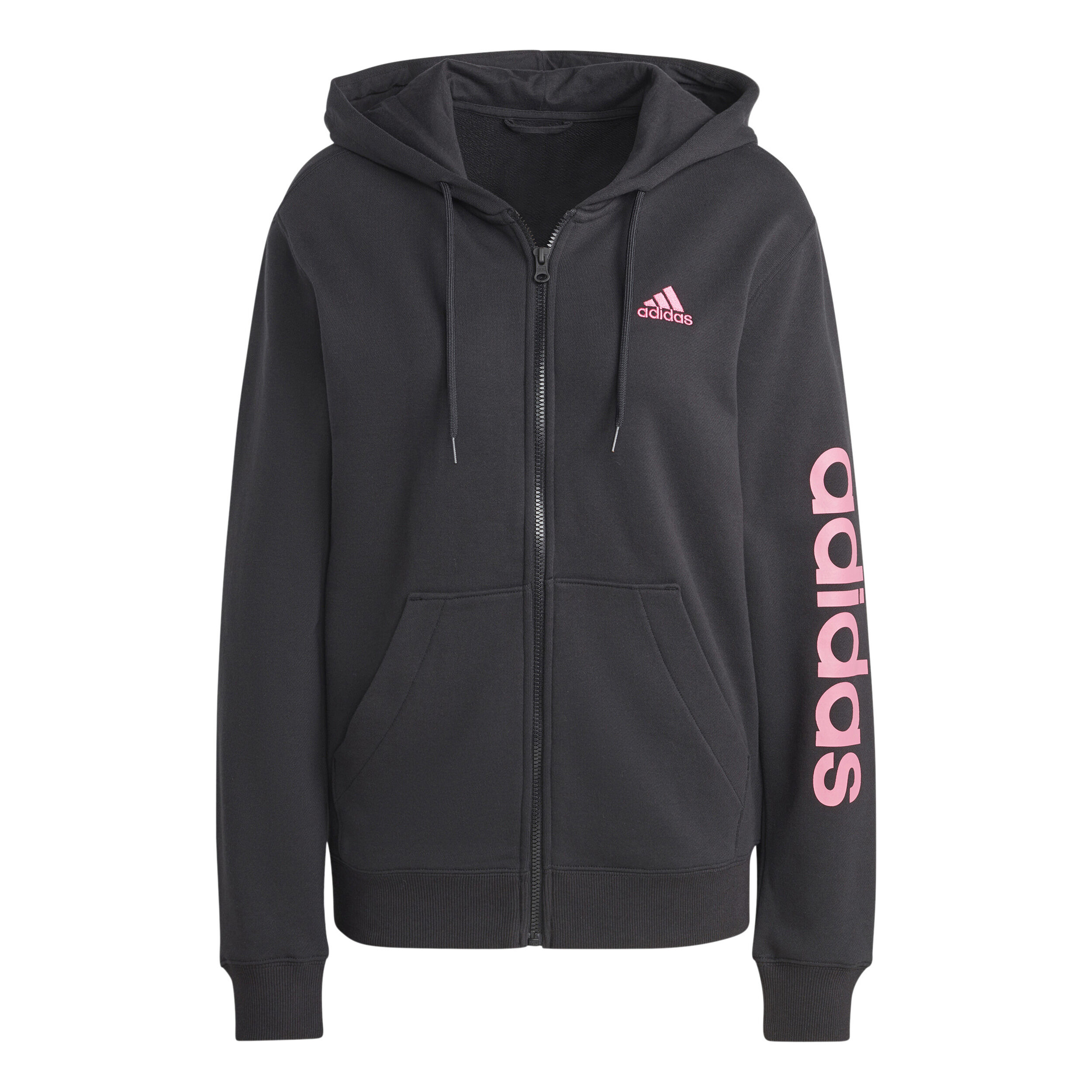 adidas Essentials Linear Full Zip French Terry Sweatjacke Damen Schwarz Pink online kaufen Tennis Point DE
