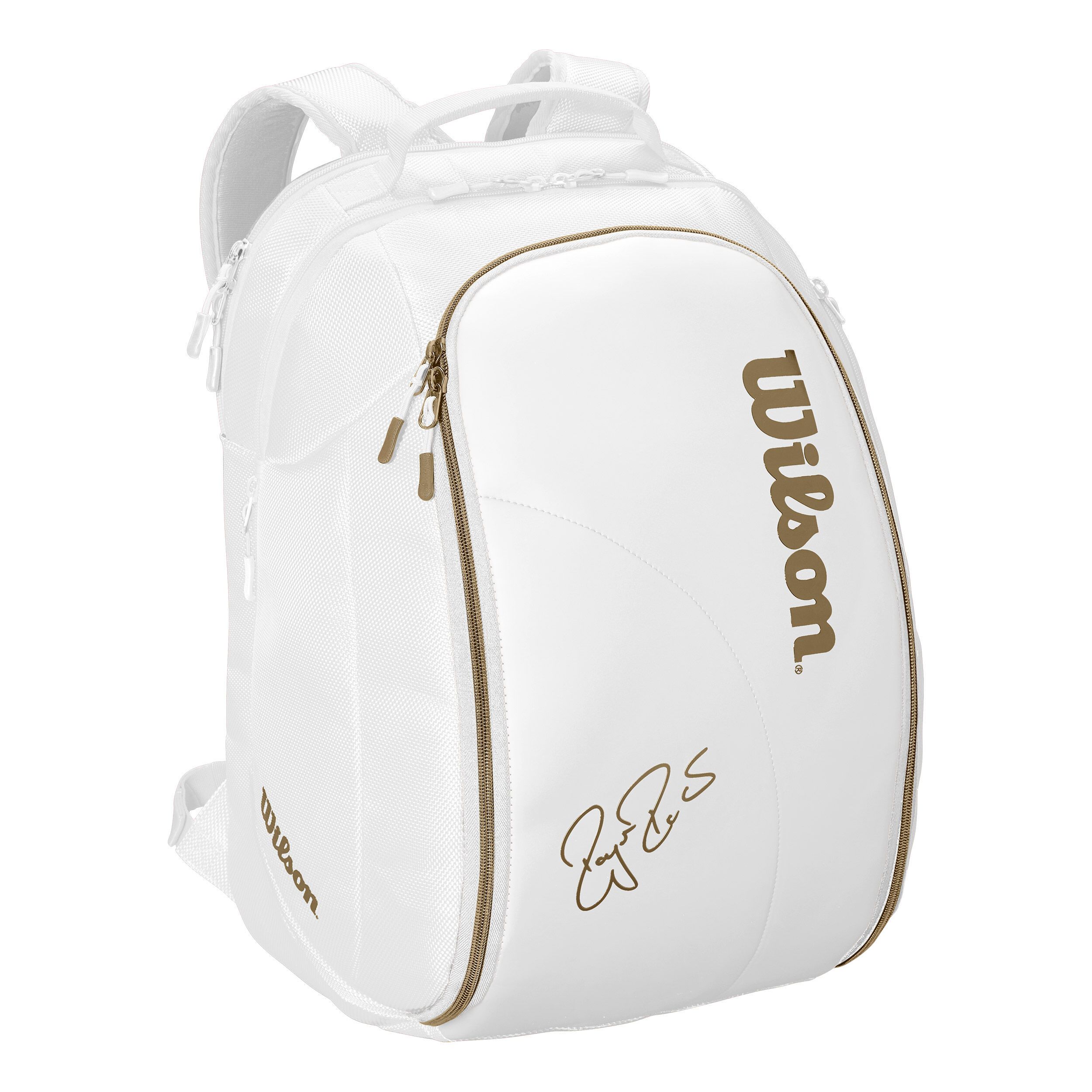 White and gold backpack on sale