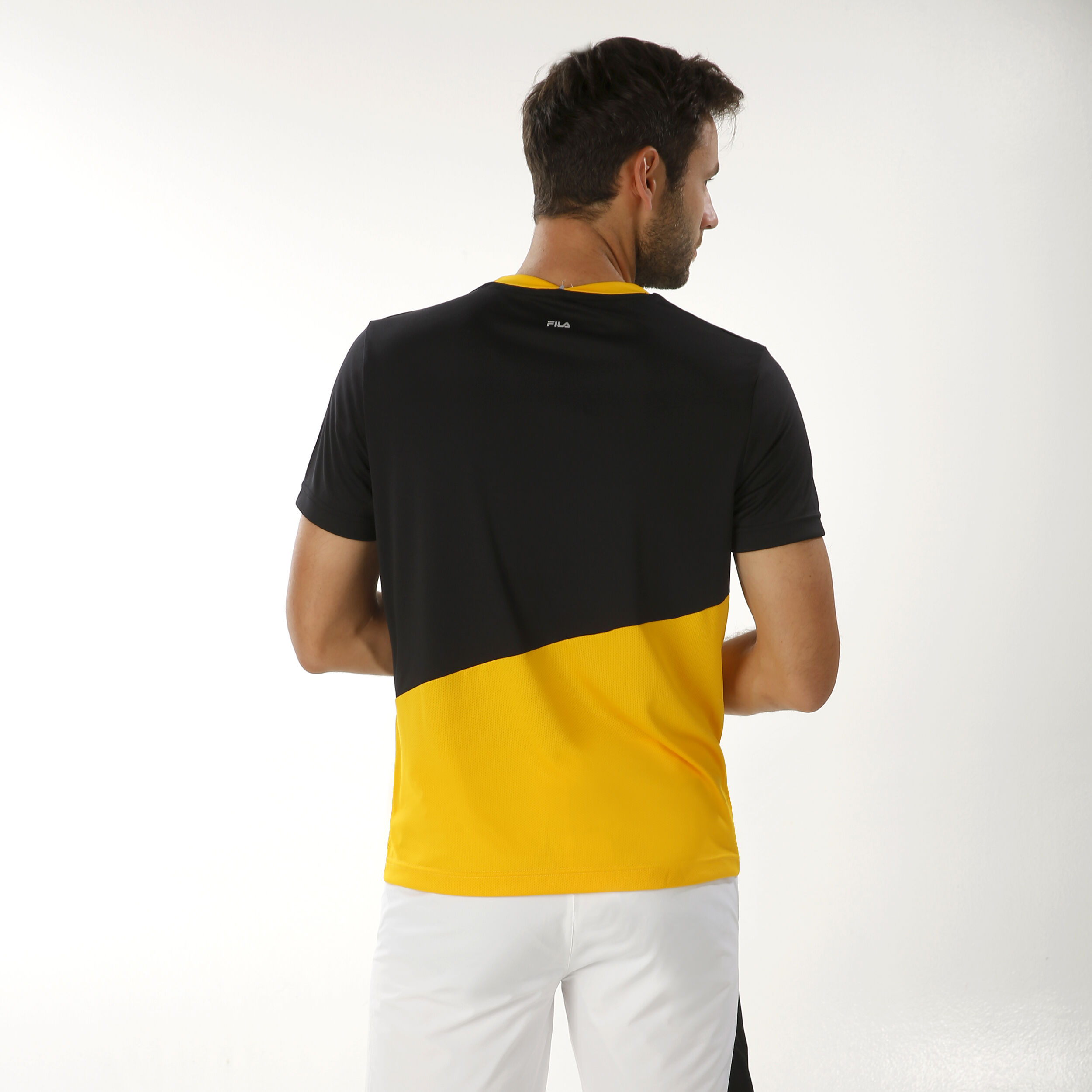 Black and yellow fila shirt deals
