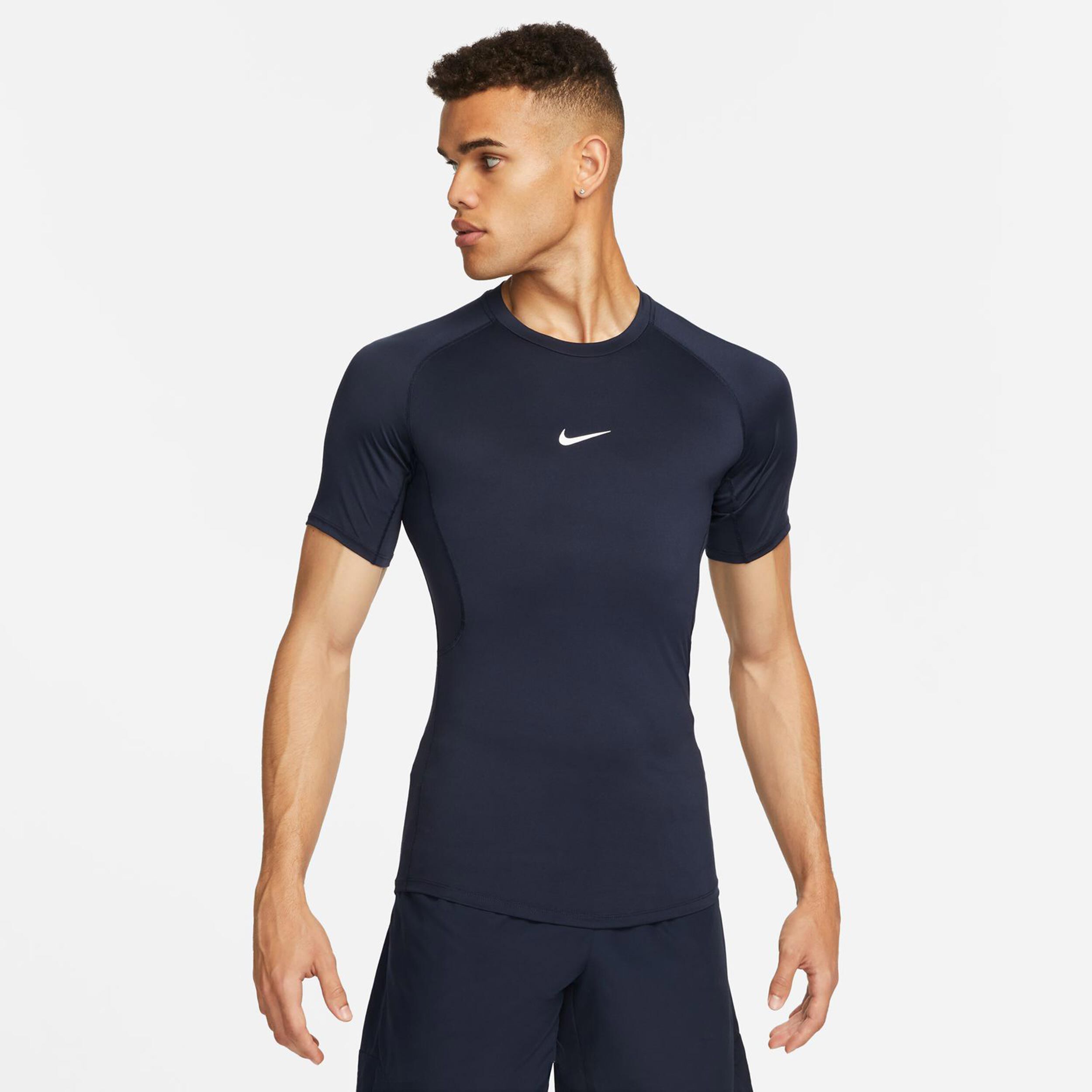 Dri Fit Pro Tight Fitness T Shirt Herren Dunkelblau WeiB