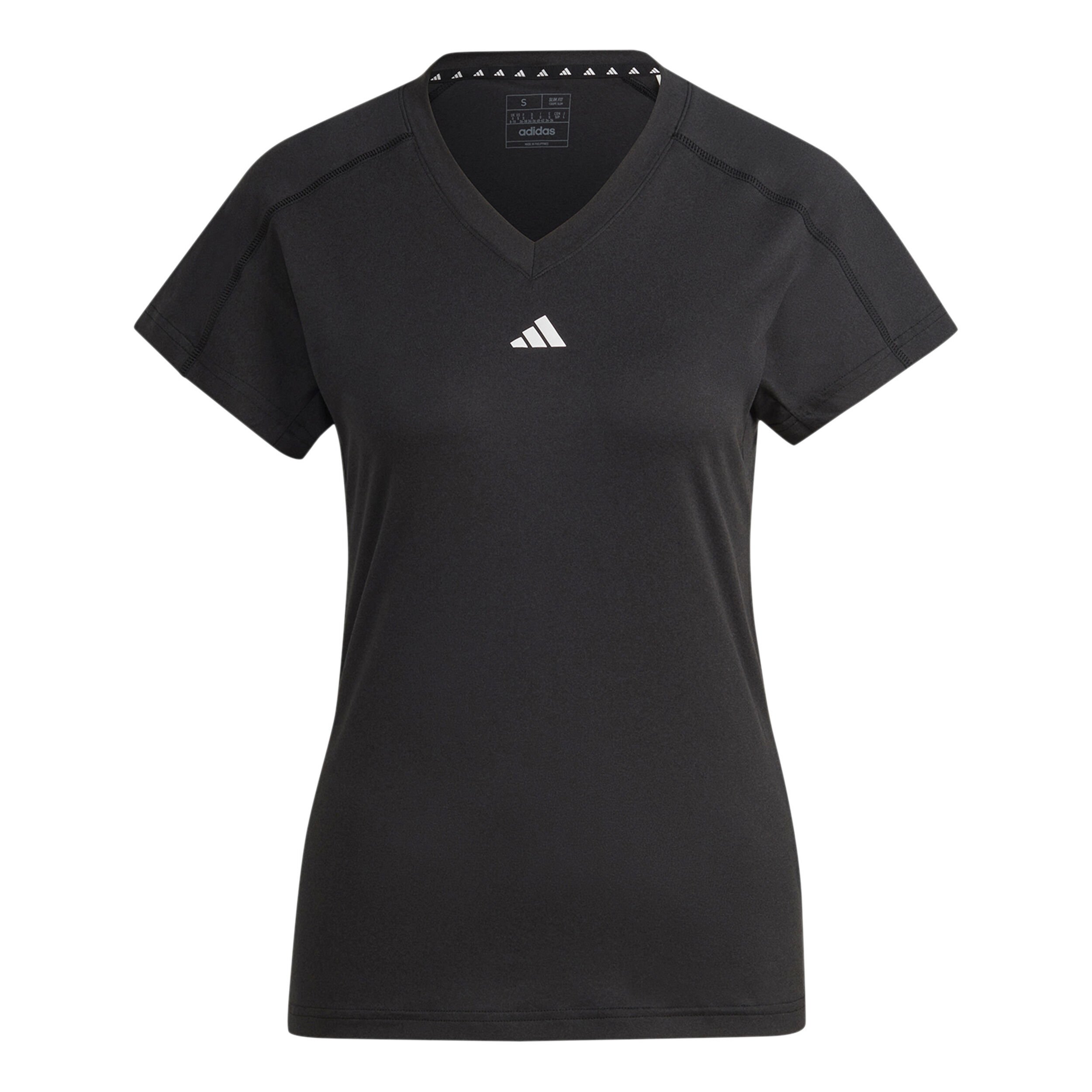 Essentials AEROREADY Train Minimal Branding V Neck T Shirt Damen Schwarz