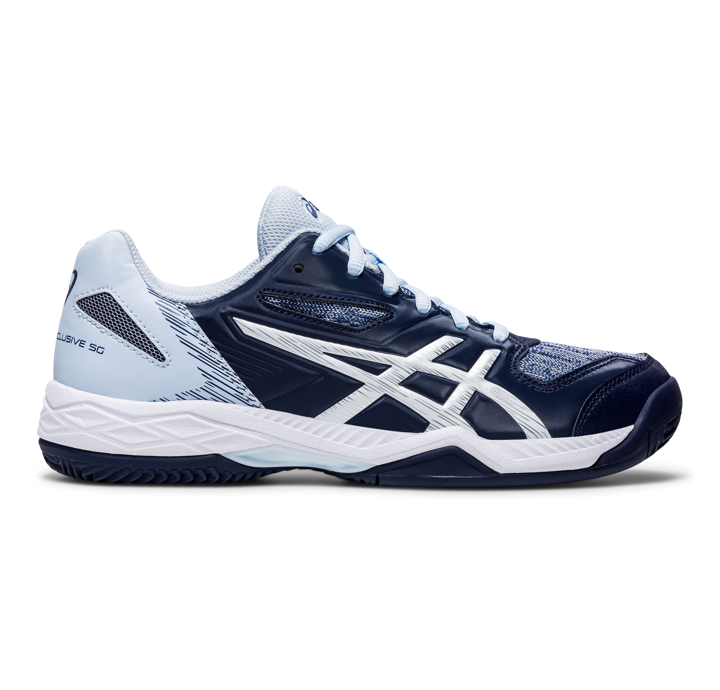 Gel Padel Exclusive 5 SG Padelschuh Damen Dunkelblau Hellblau