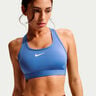 Swoosh Medium Sport-BH Damen-blau, wei&szlig;