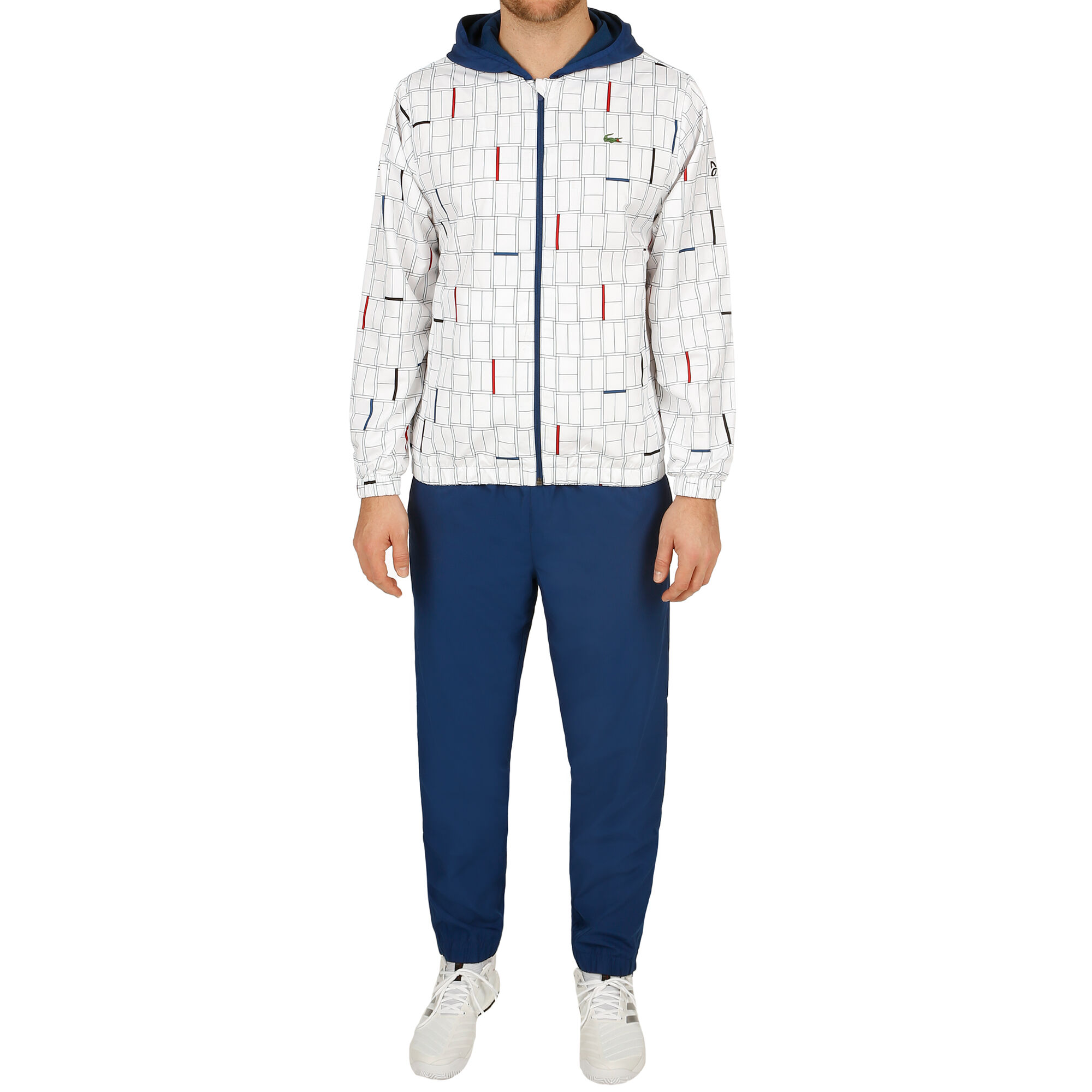 Lacoste Novak Djokovic Trainingsanzug Herren Weiss Dunkelblau Online Kaufen Tennis Point