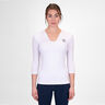 Crew V-Neck Longsleeve Damen-Wei&szlig;