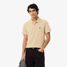 Ribbed Collar Polo Herren - beige, wei&szlig;