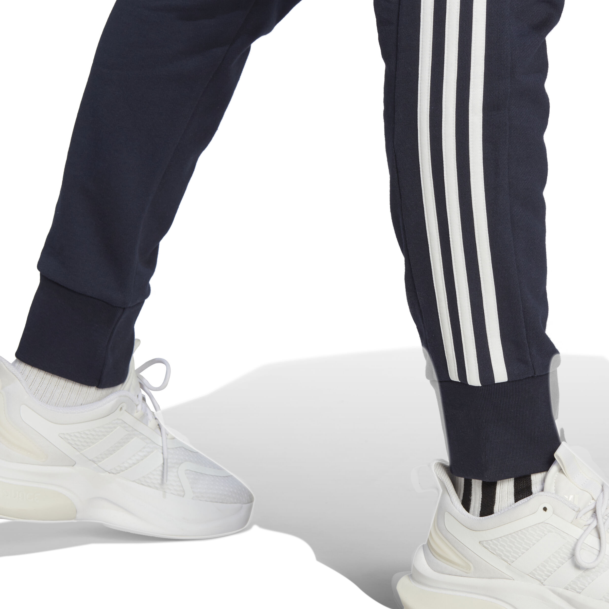 adidas Essentials French Terry Tapered Cuff 3 Stripes Trainingshose Herren Dunkelblau WeiB online kaufen Tennis Point DE