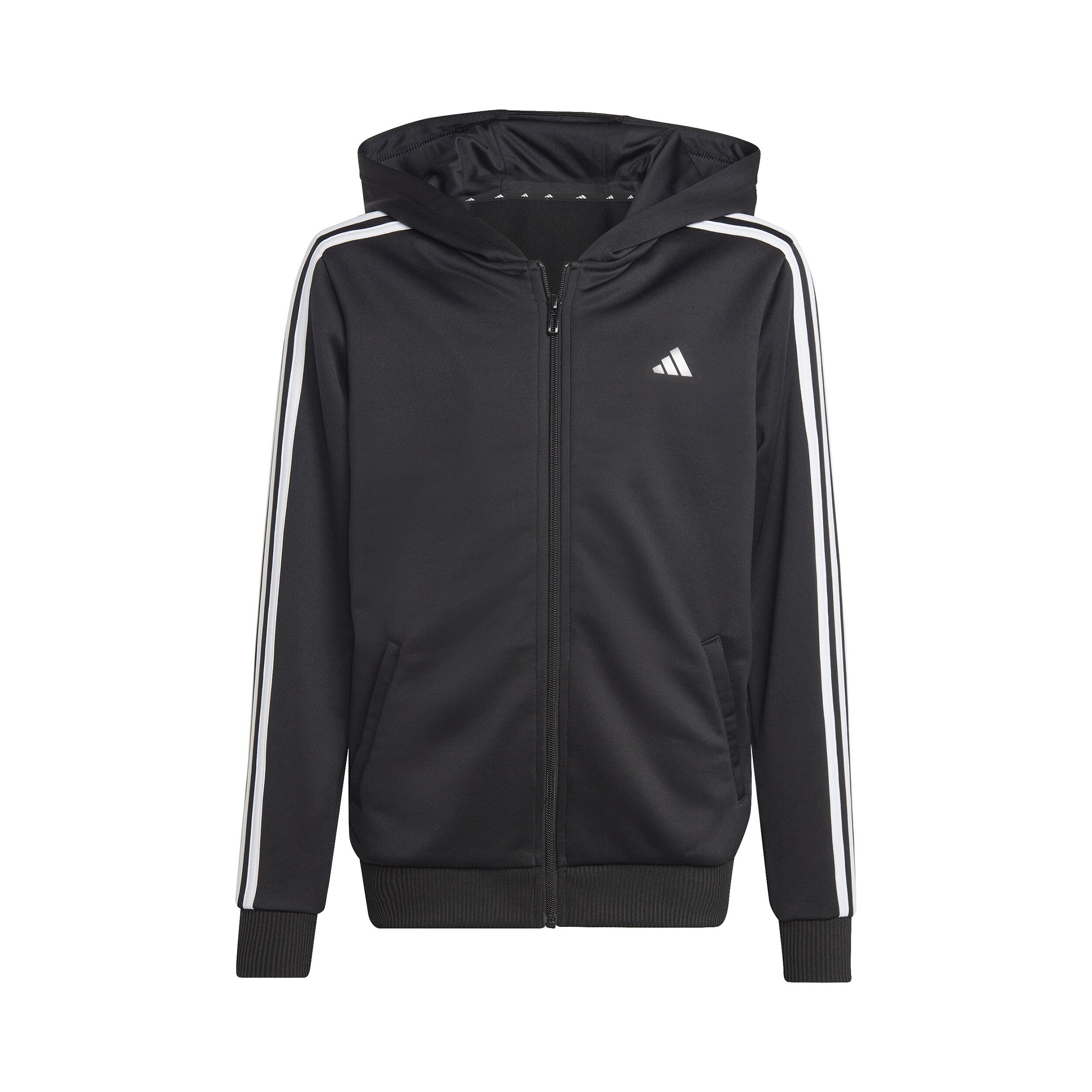 Essentials 3 Stripes Full Zip Sweatjacke Jungen Schwarz WeiB
