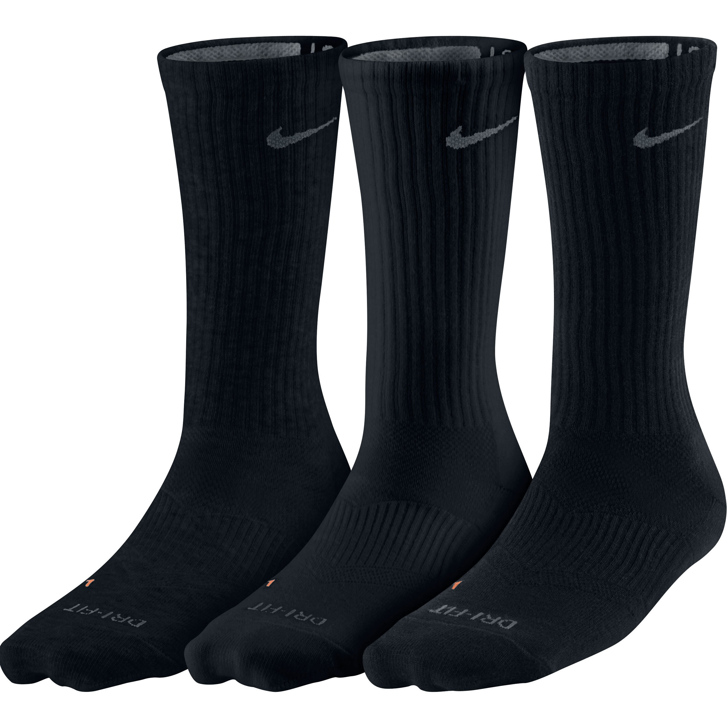Nike Dri-Fit Light Weight Crew Pack Tennissocken 3er Pack Schwarz, Grau  online kaufen | Tennis Point DE