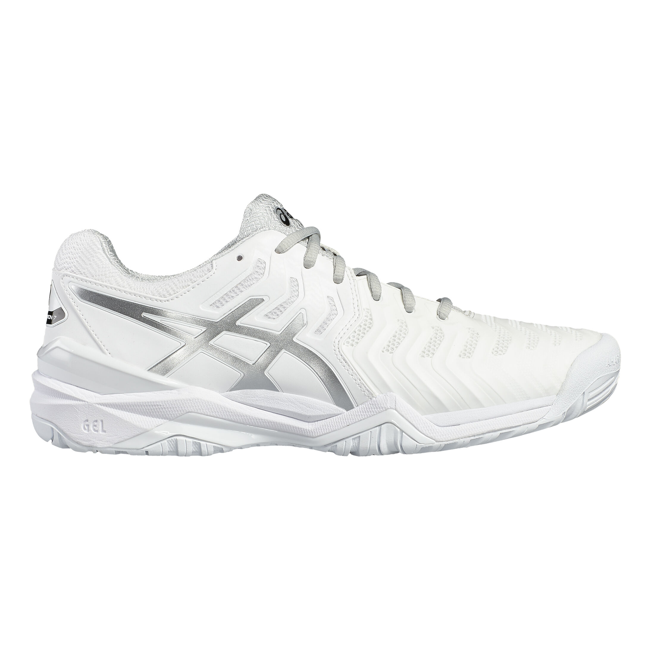 Gel Resolution 7 Allcourtschuh Herren WeiB Silber