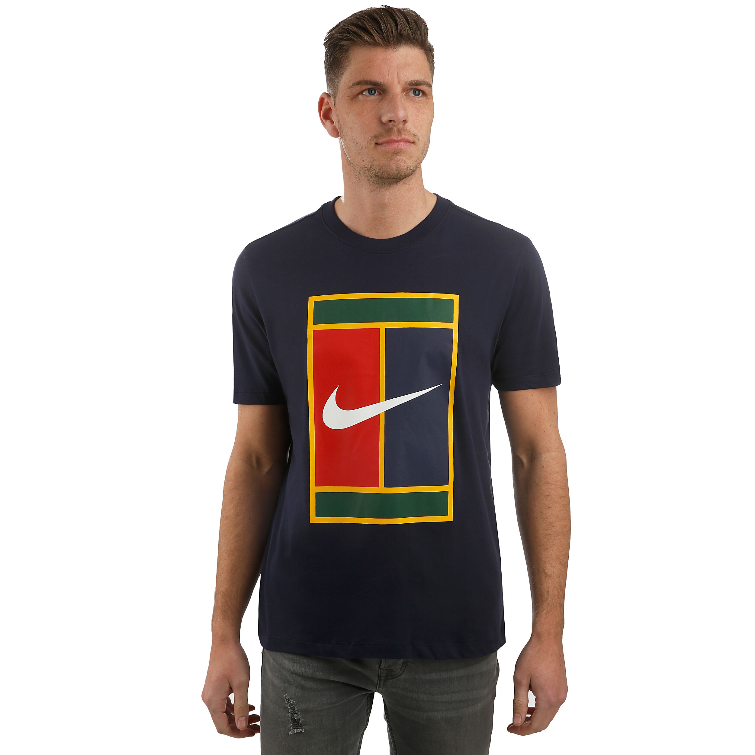 Court Heritage Logo T Shirt Herren Dunkelblau Gelb