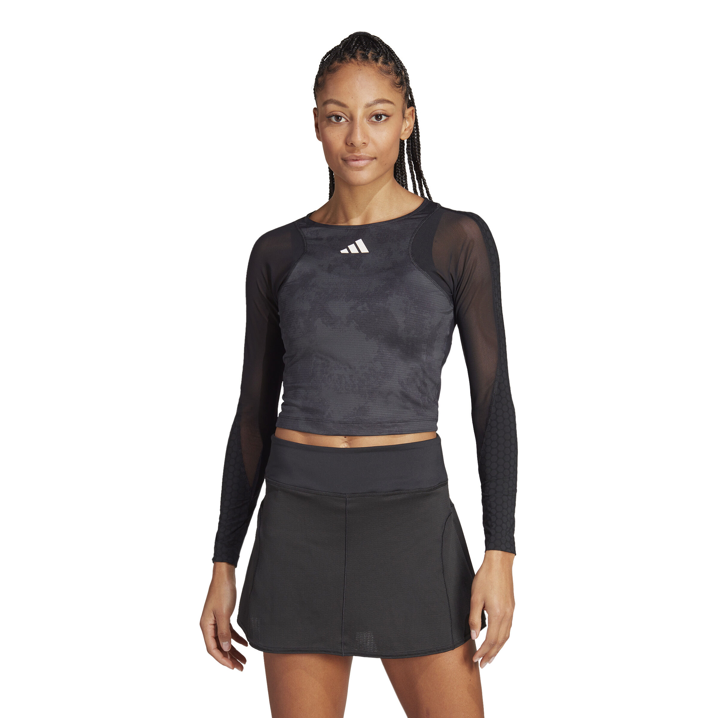 adidas Paris Crop Longsleeve Damen Dunkelgrau Schwarz online kaufen Tennis Point DE