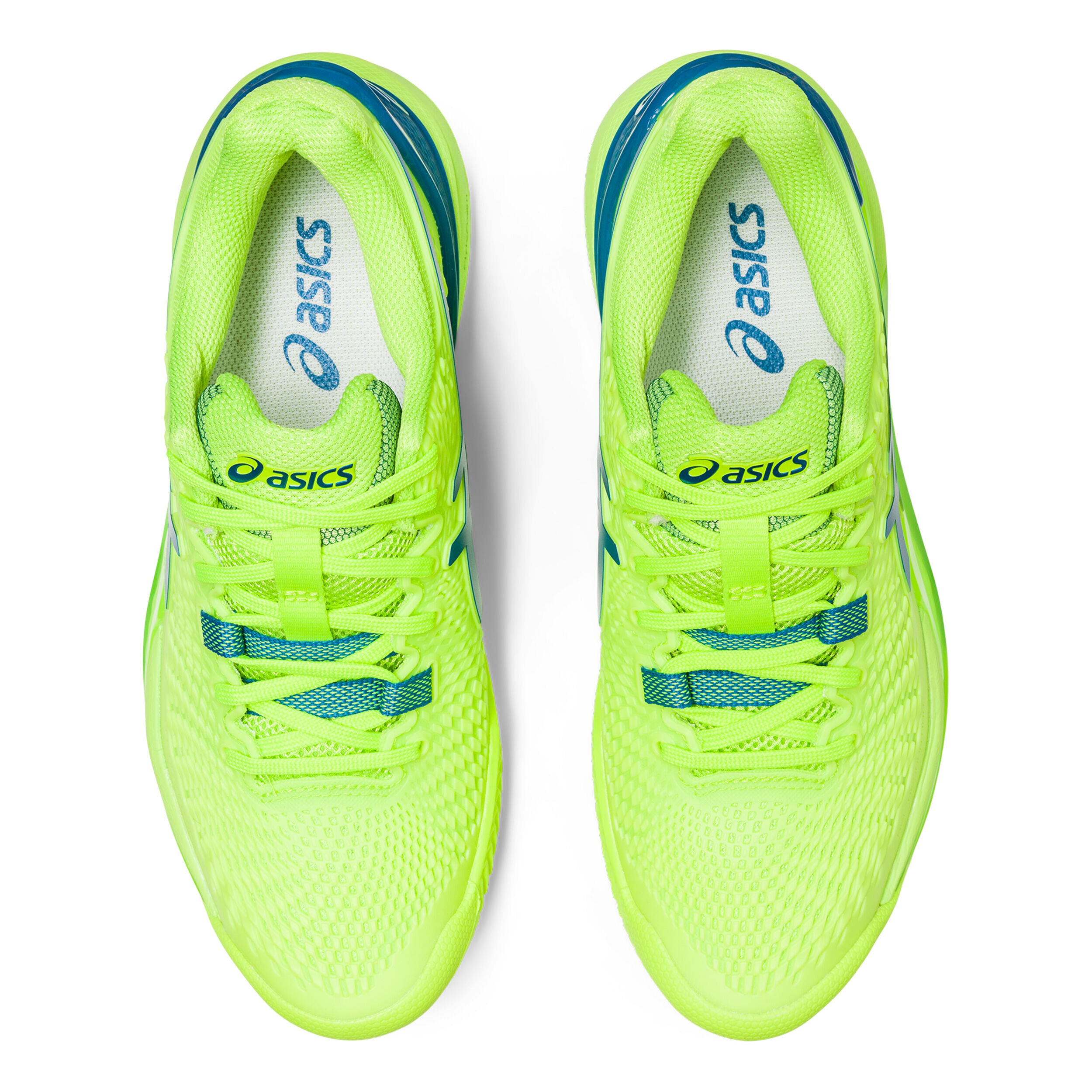 Gel Resolution 9 Sandplatzschuh Damen Neongrun Blau