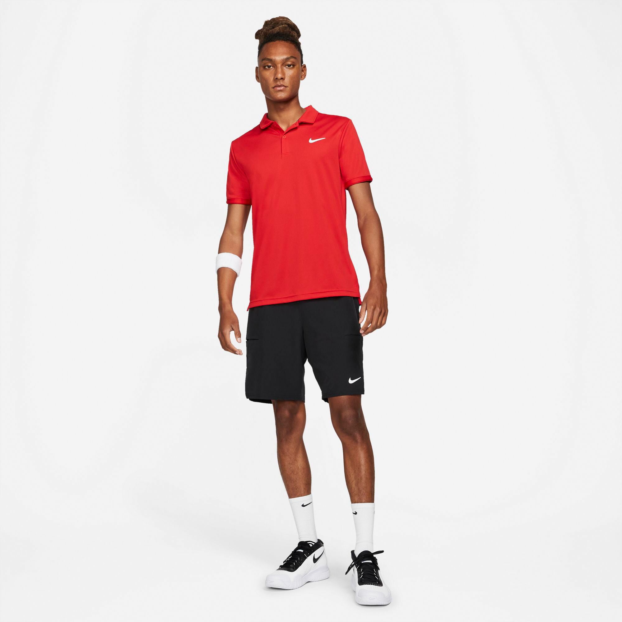 Black and red polo shorts best sale
