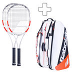 Babolat 2x Pure Strike 16x19 plus Schlägertasche