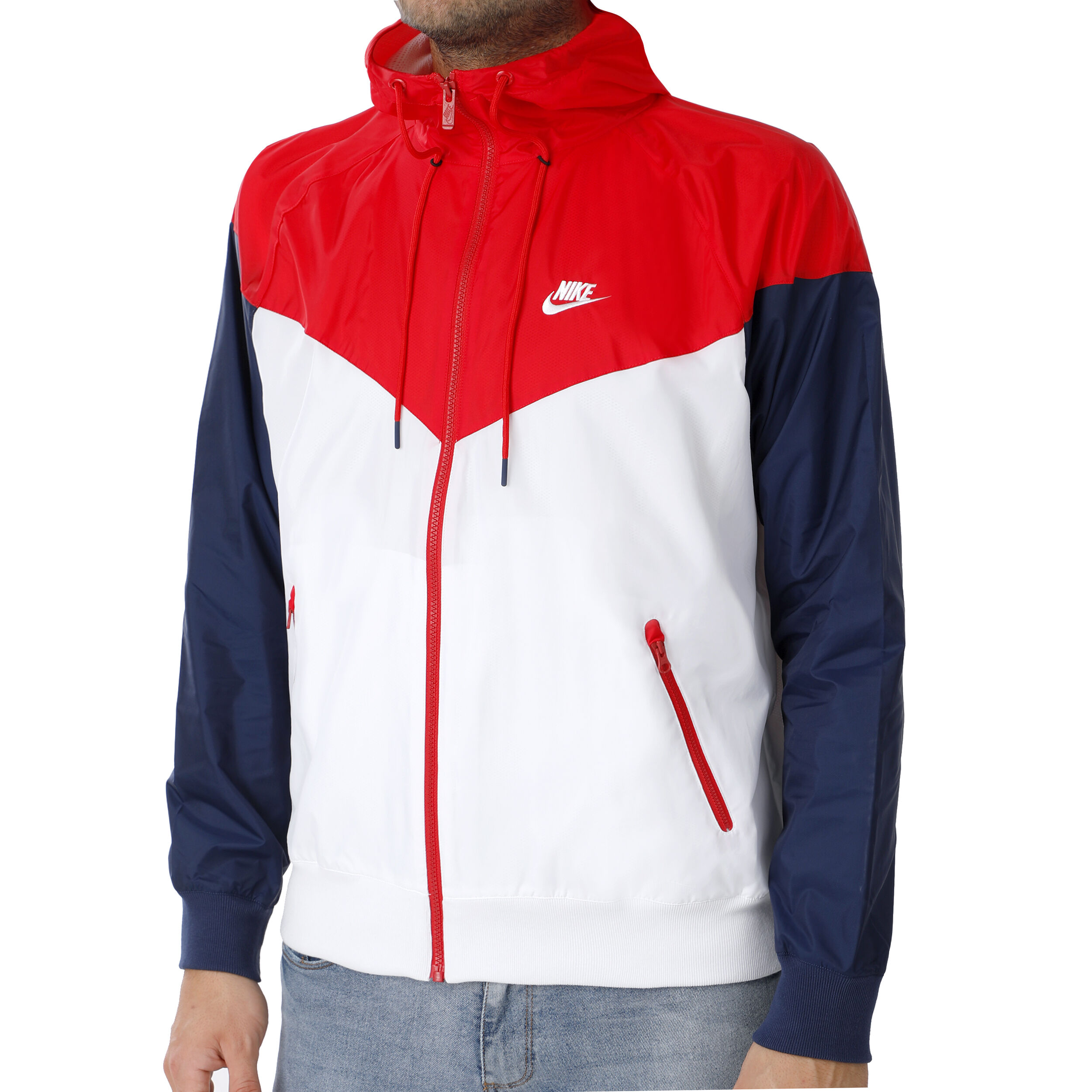Sportswear Windrunner Trainingsjacke Herren WeiB Rot
