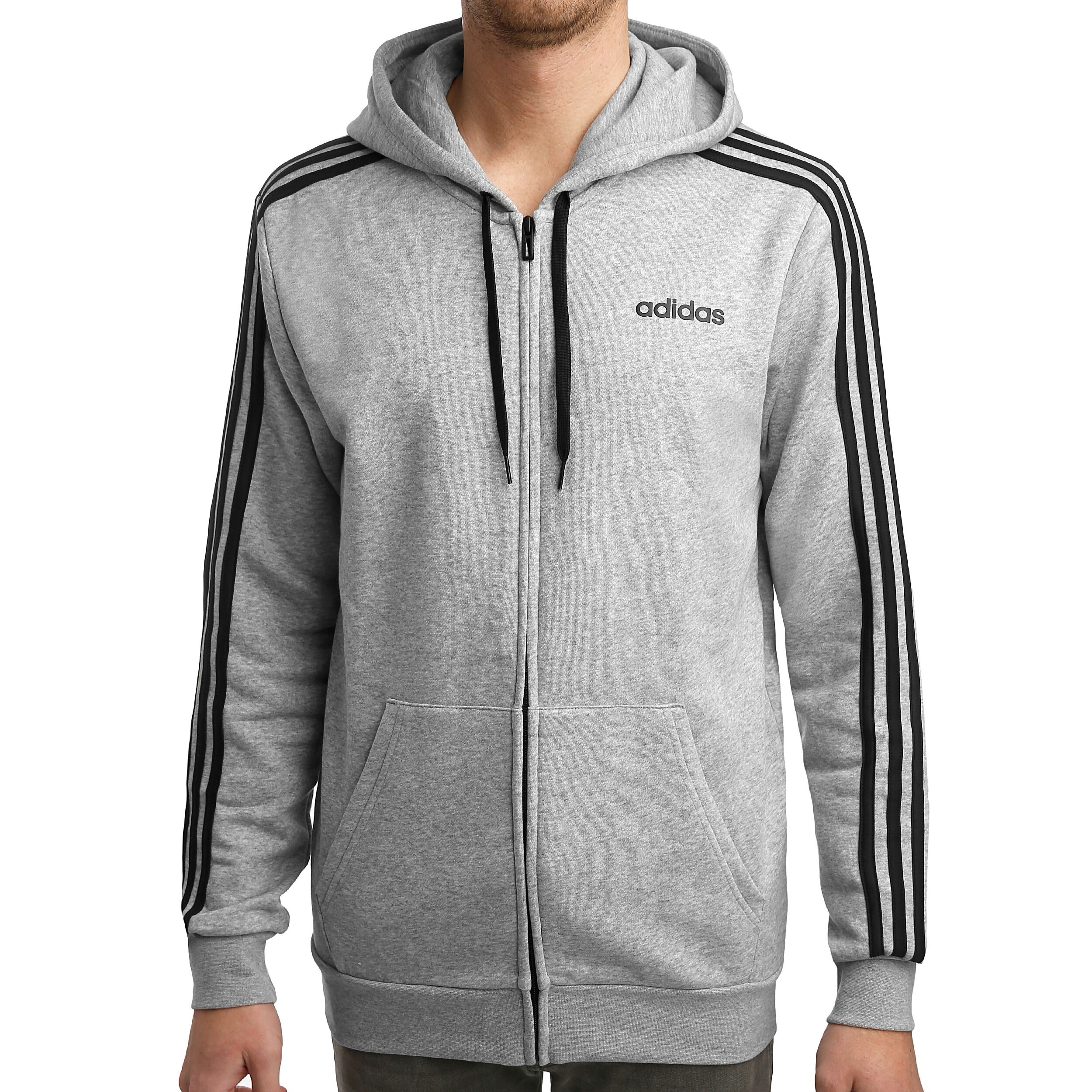 adidas Essentials 3 Stripes Sweatjacke Herren Hellgrau Adidas Essentials Herren 3 Stripe Hoodie Pullover Hoody Full