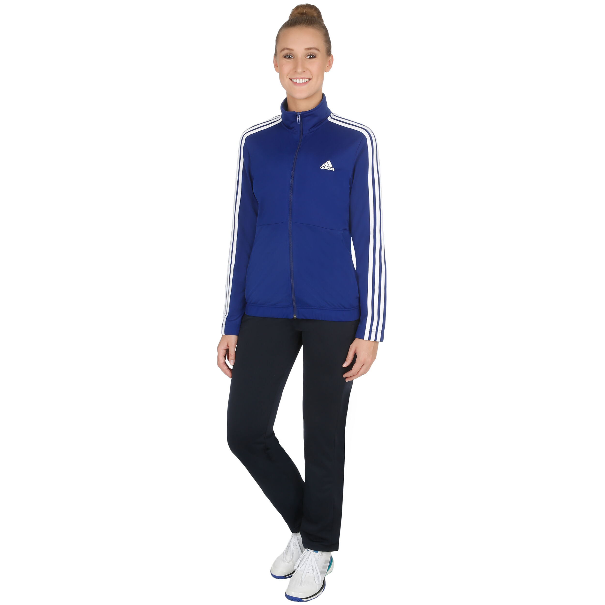 adidas Back2Basic 3 Stripes Trainingsanzug Damen Blau adidas Back2Basic 3 Stripes Trainingsanzug Damen Blau