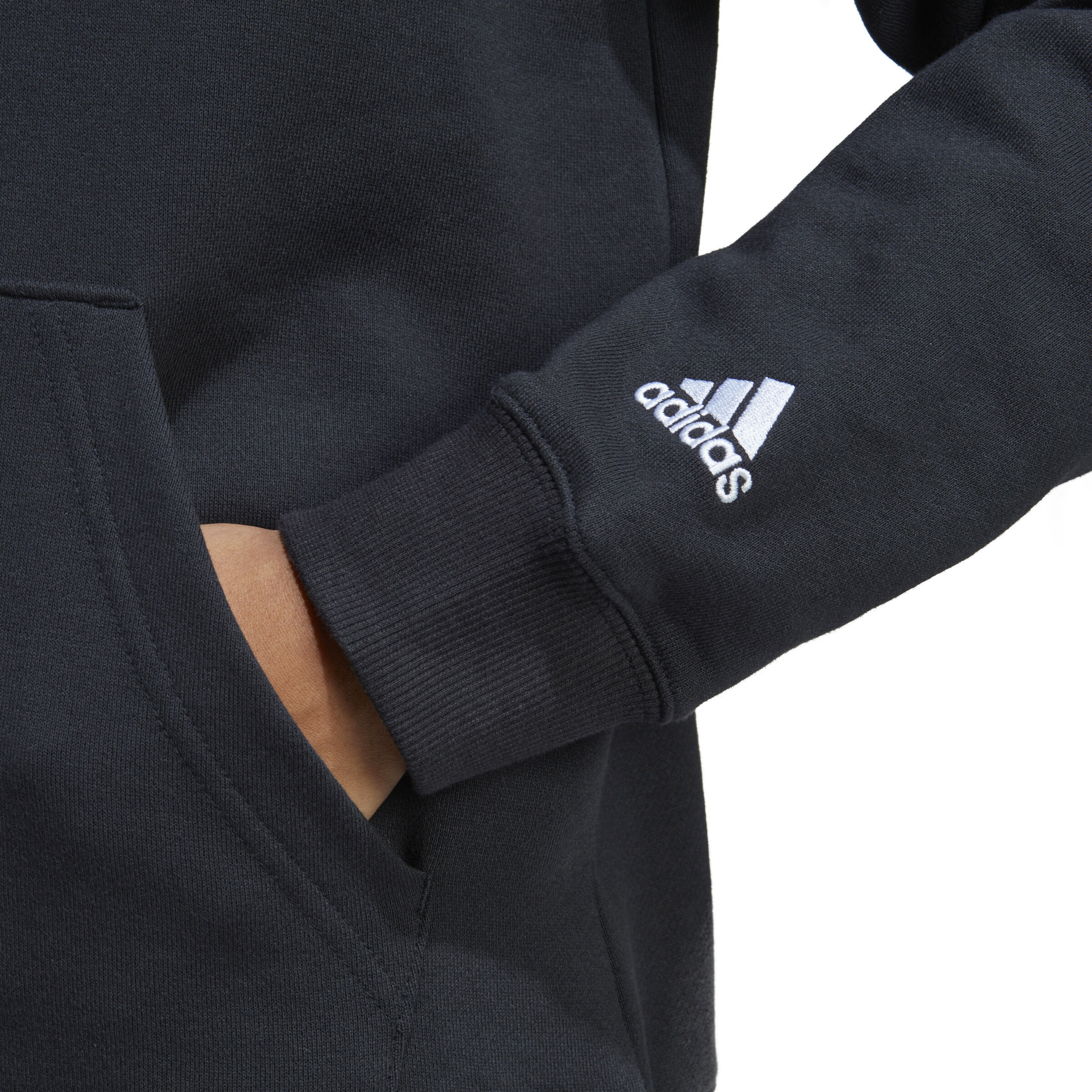 Essentials Linear Hoody Damen Schwarz WeiB