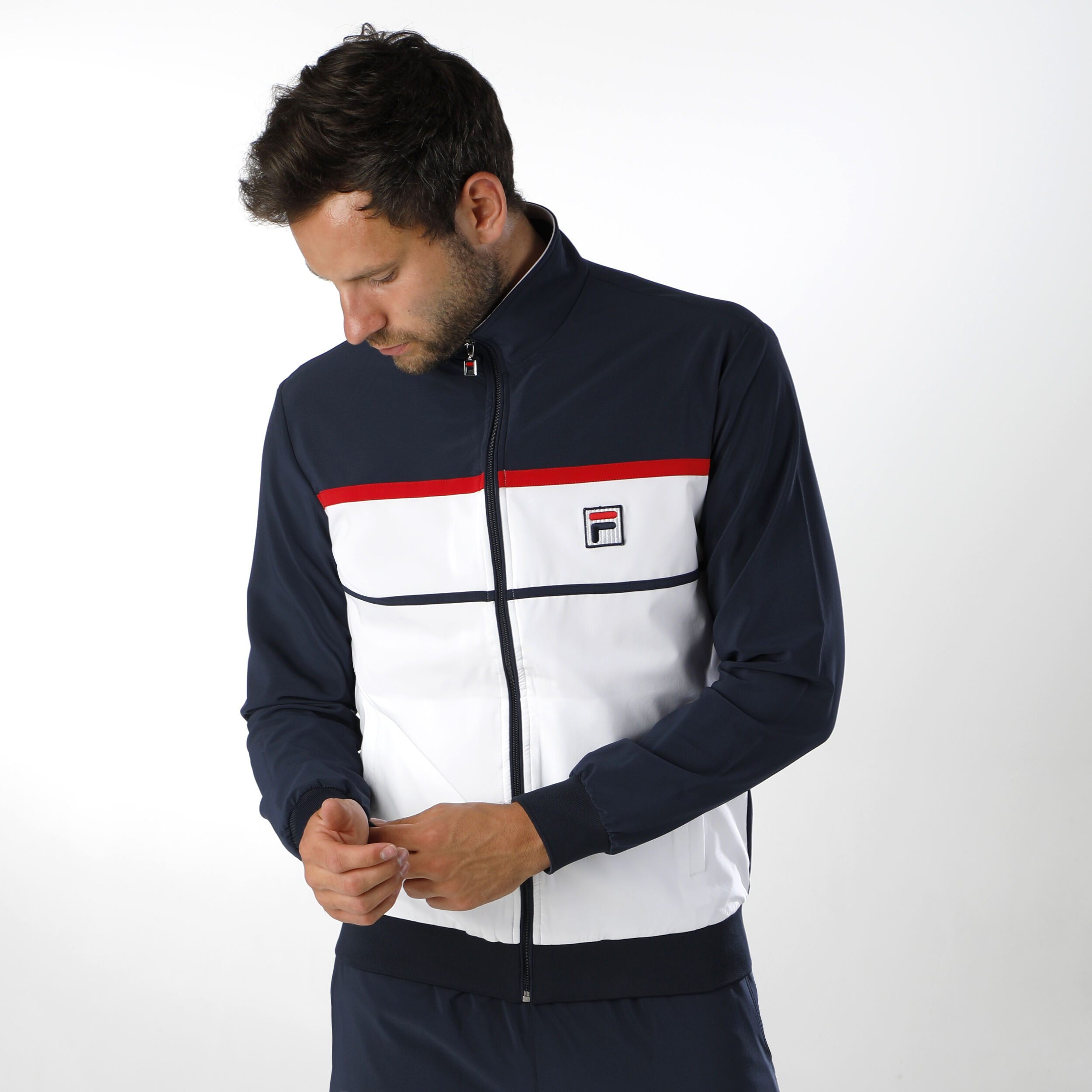 Max Trainingsjacke Herren WeiB Dunkelblau