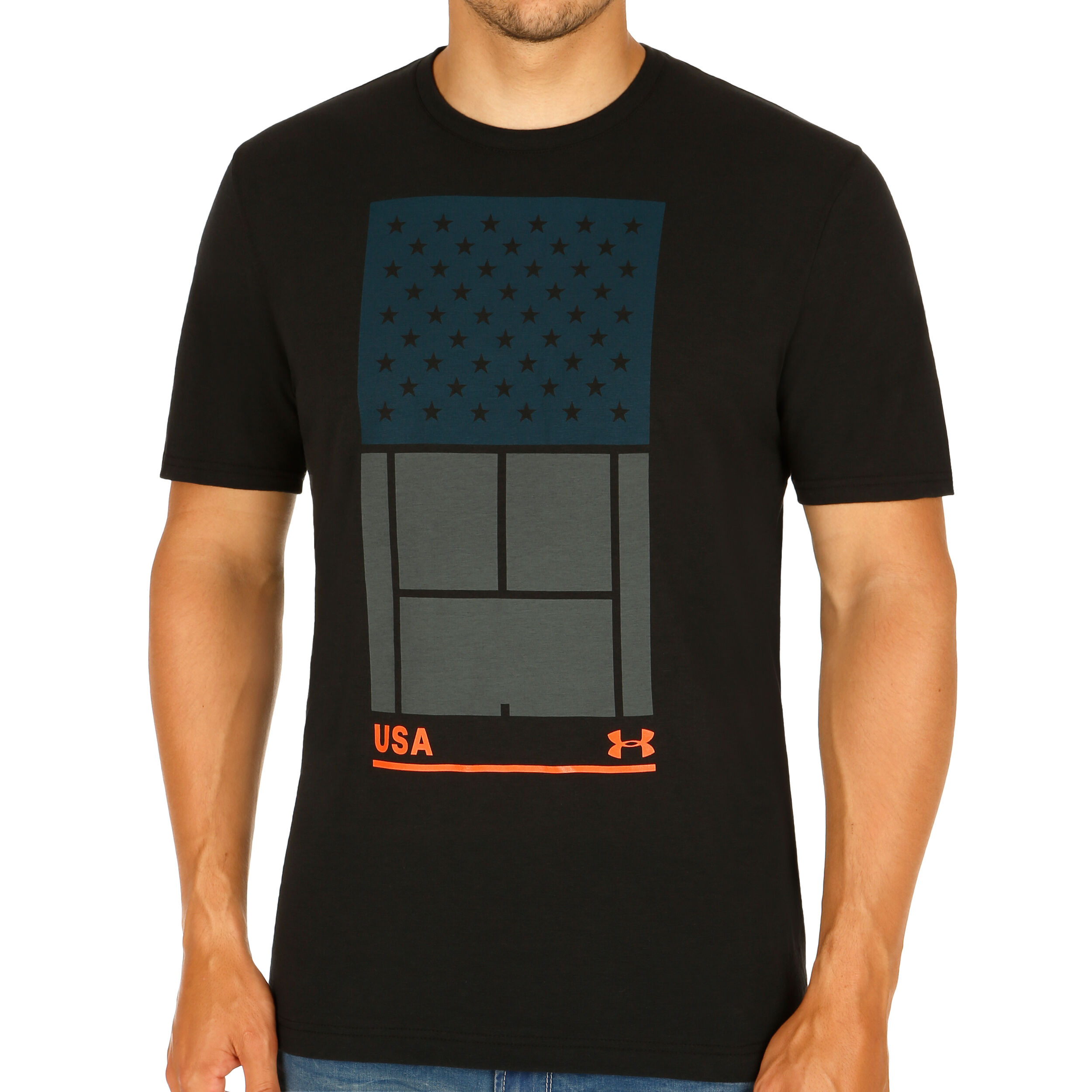 US Open Court T Shirt Herren Schwarz Grau
