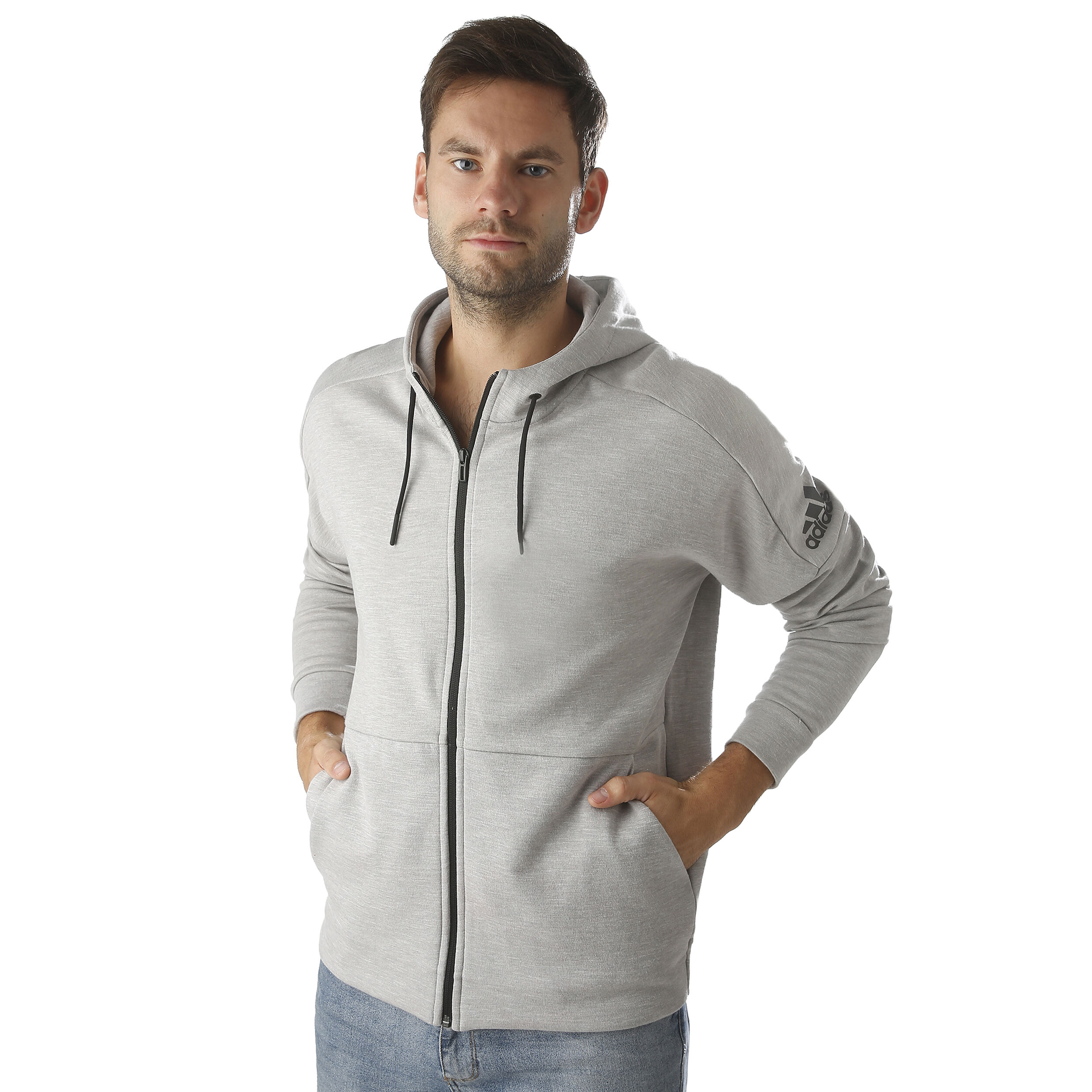 ID Stadium Full Zip Trainingsjacke Herren Hellgrau Schwarz