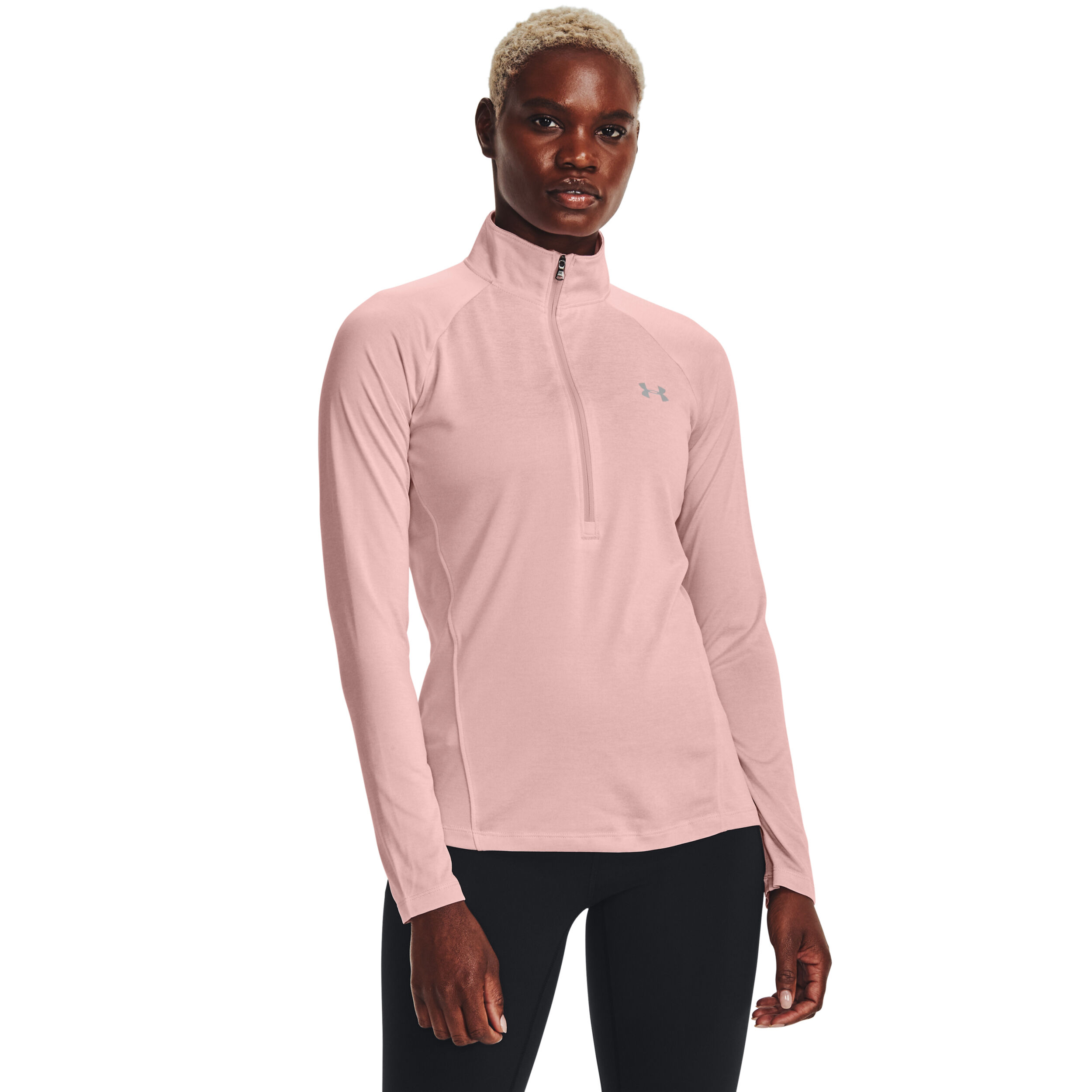 Under armour pink half zip on sale