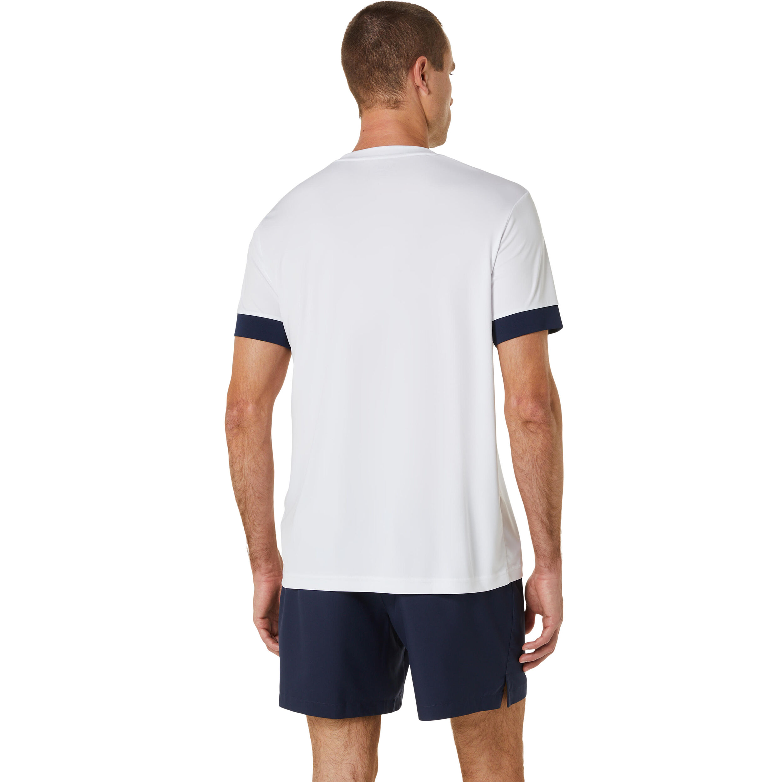 Court Shortsleeve Tee T Shirt Herren WeiB Dunkelblau