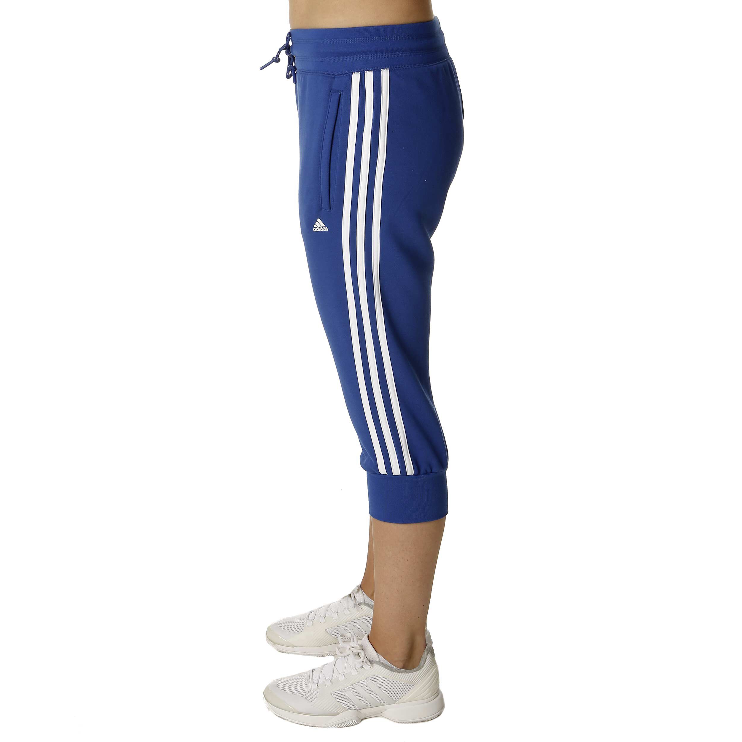 adidas Essentials 3 Stripes 34 Pant Capri Hose Damen Blau adidas Essentials 3 Stripes 34 Pant Capri Hose Damen Blau