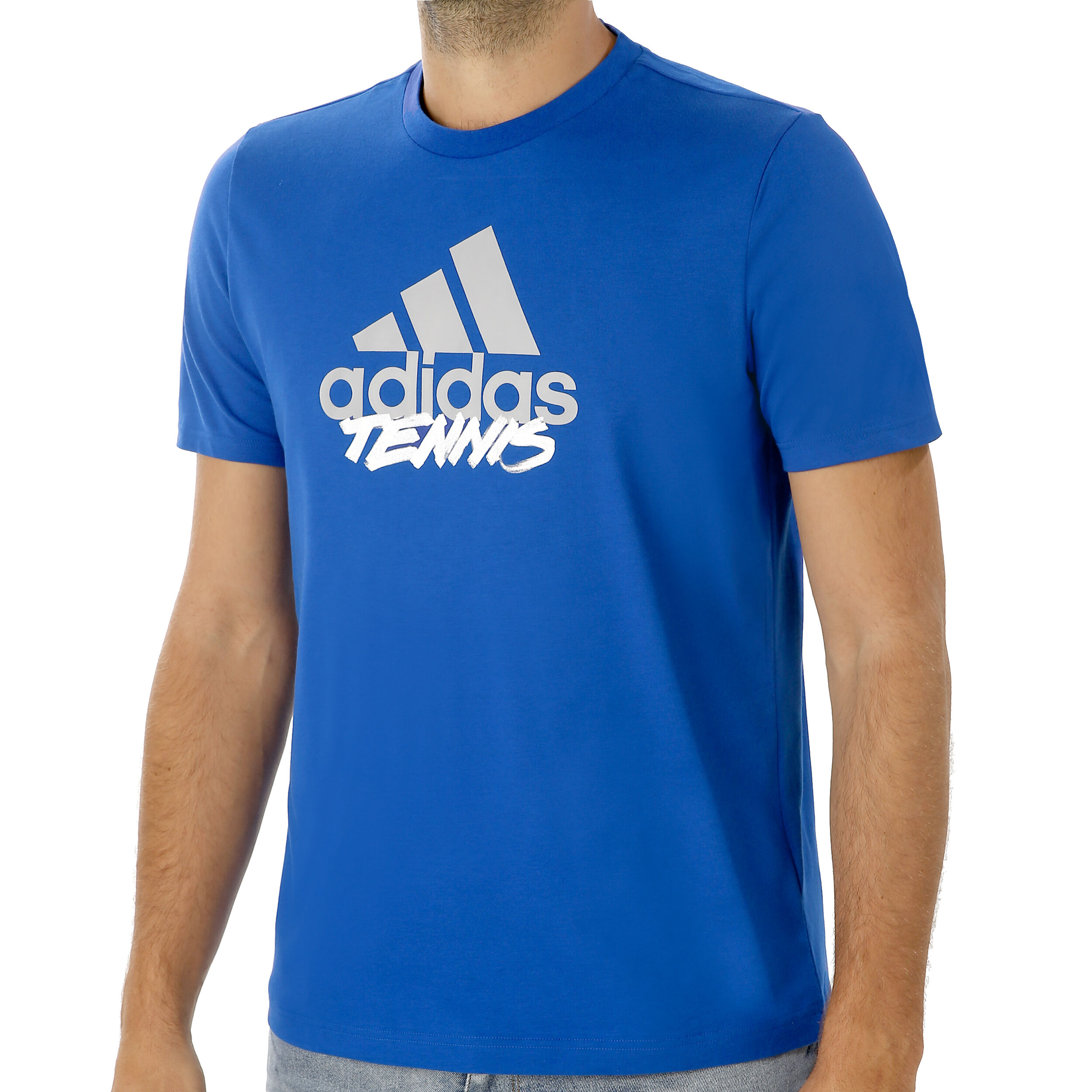 Adi Tennis T Shirt Herren Blau WeiB