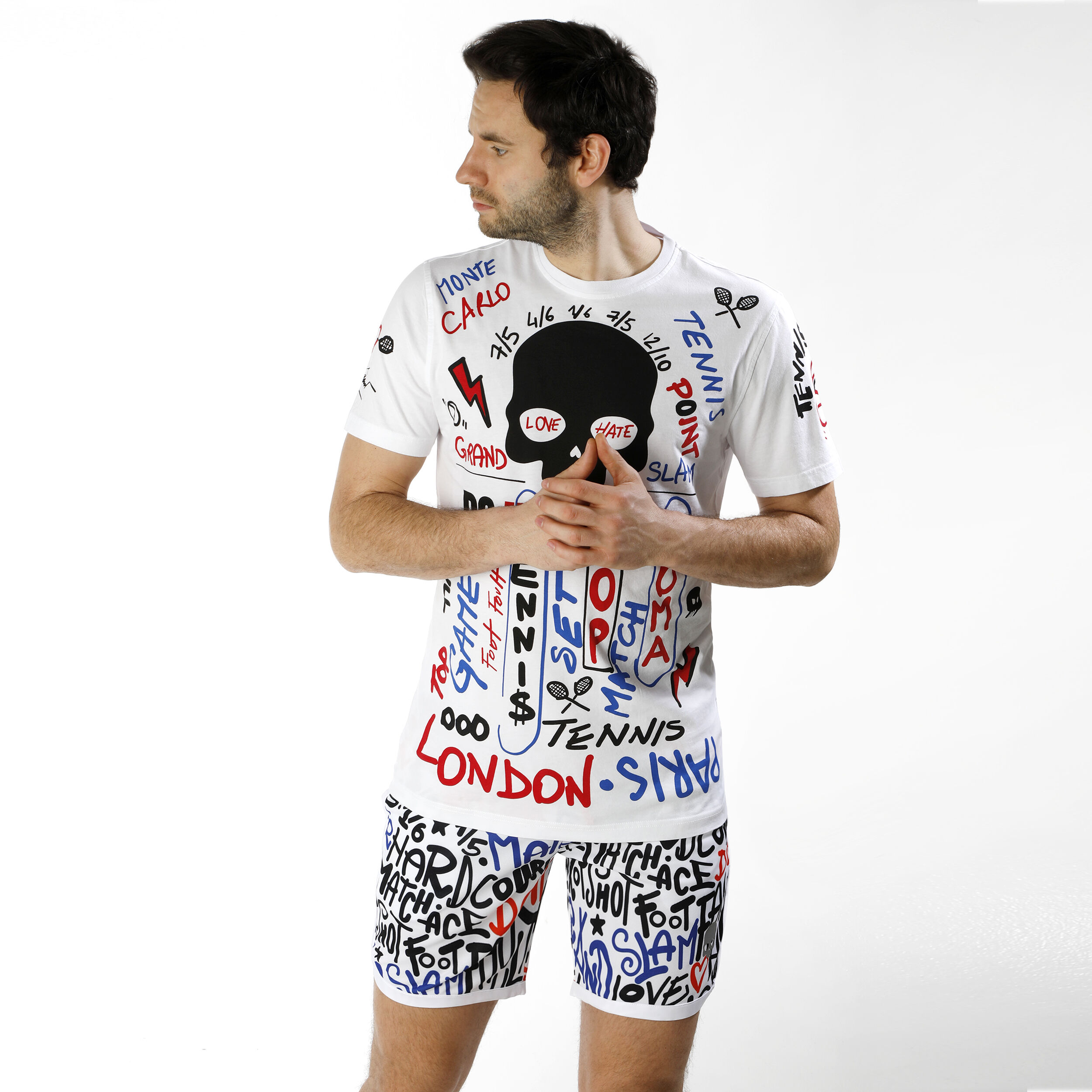 Tシャツ・カットソー Hydrogen TENNIS GRAFFITI T-SHIRT 2020 Hydrogen Graffiti Tee - Black/Red/Blue - Mens Clothing | Pro