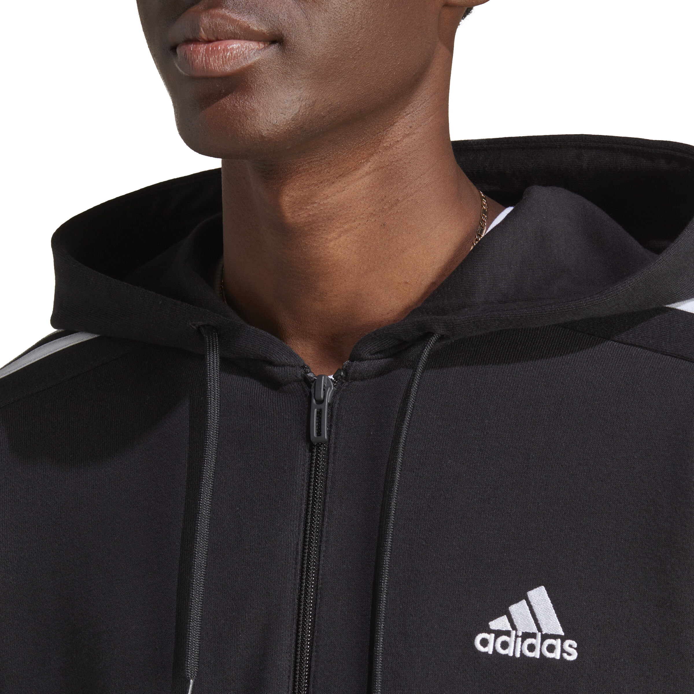 adidas Essentials French Terry 3 Stripes Full Zip Sweatjacke Herren Schwarz WeiB online kaufen Tennis Point DE