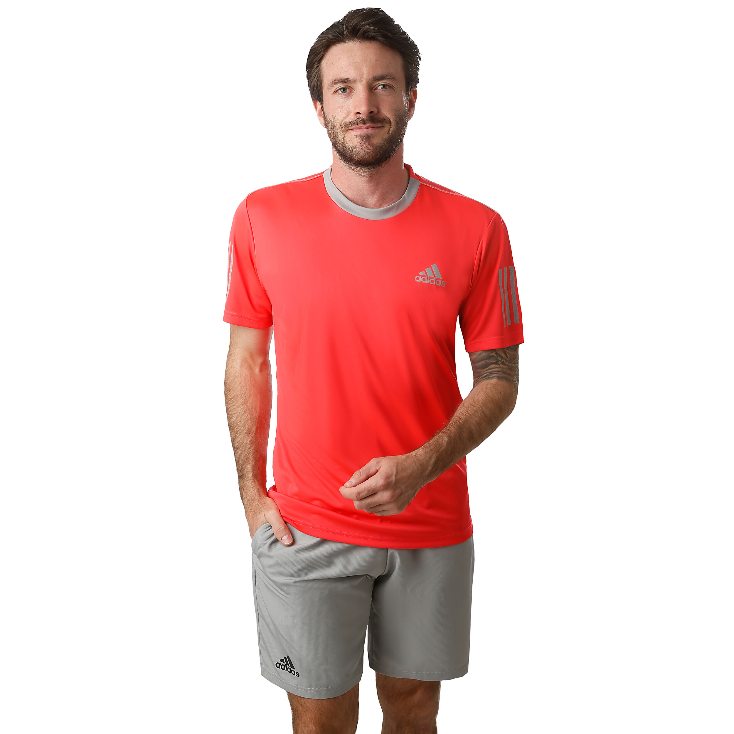 adidas Club 3 Stripes T Shirt Herren Rot, Grau online adidas Club 3 Stripes T Shirt Herren Rot, Grau online