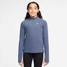 Dri-Fit Half-Zip Longsleeve M&auml;dchen - blaugrau, wei&szlig;
