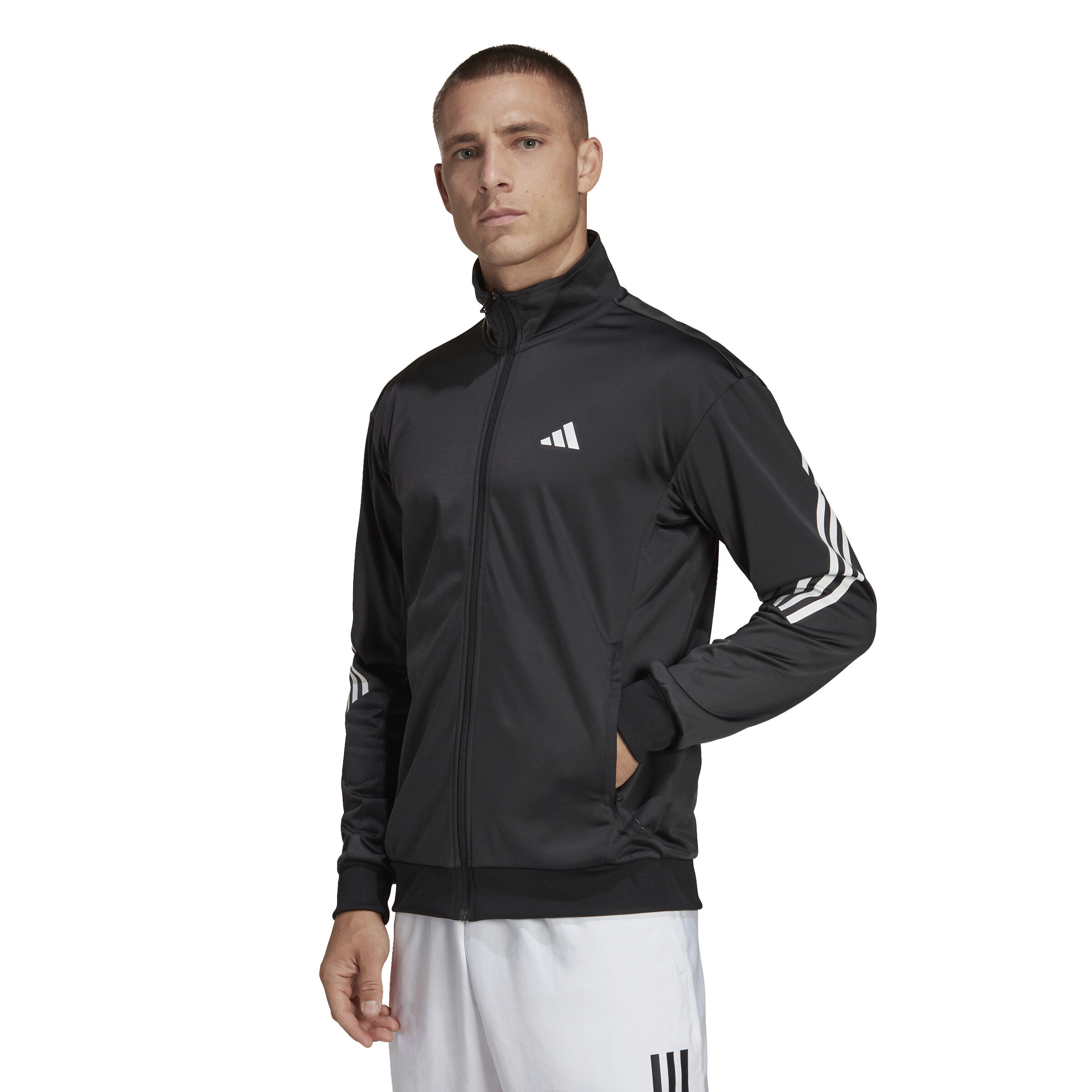 3 Stripes Knit Trainingsjacke Herren Schwarz WeiB
