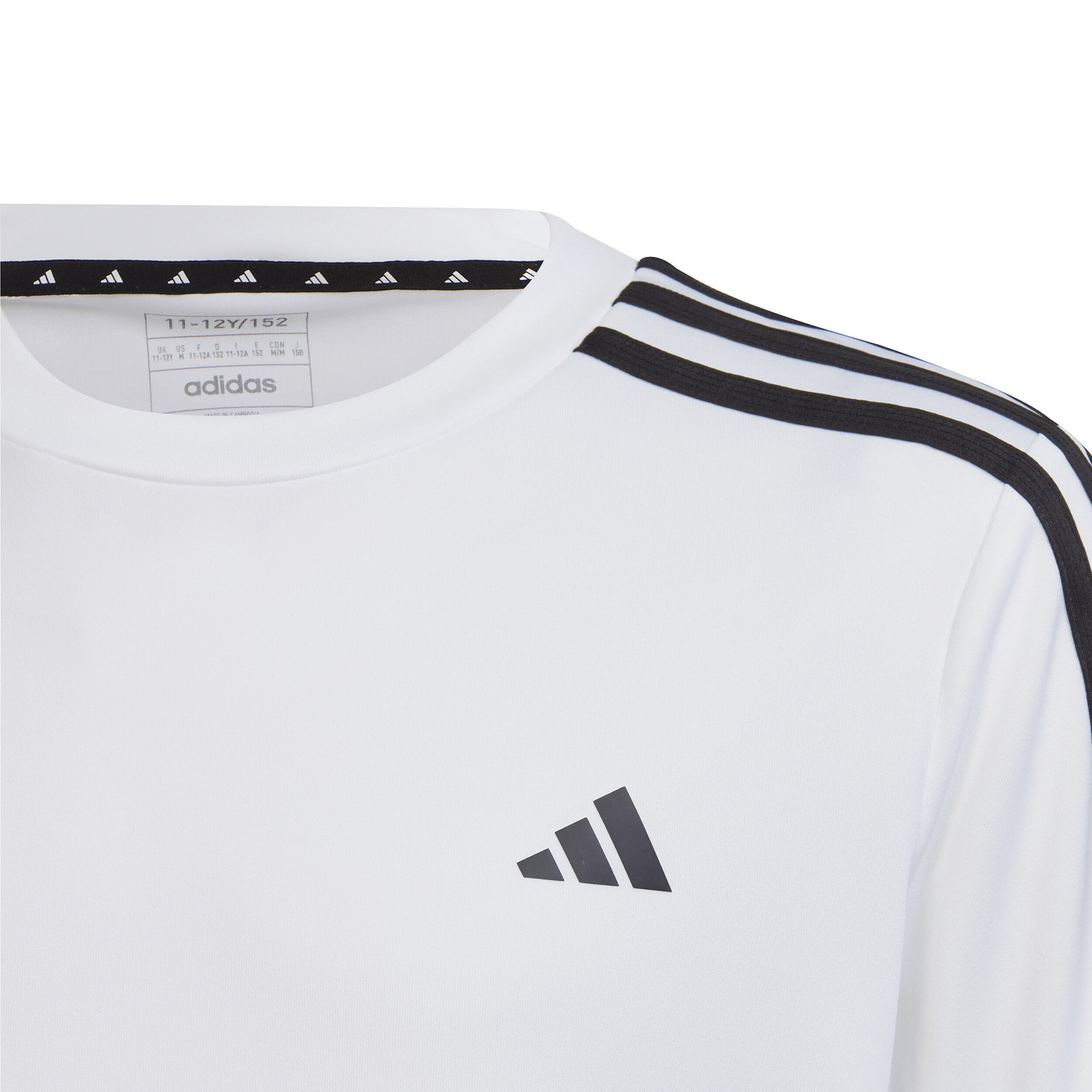 Black adidas top with white stripes clearance