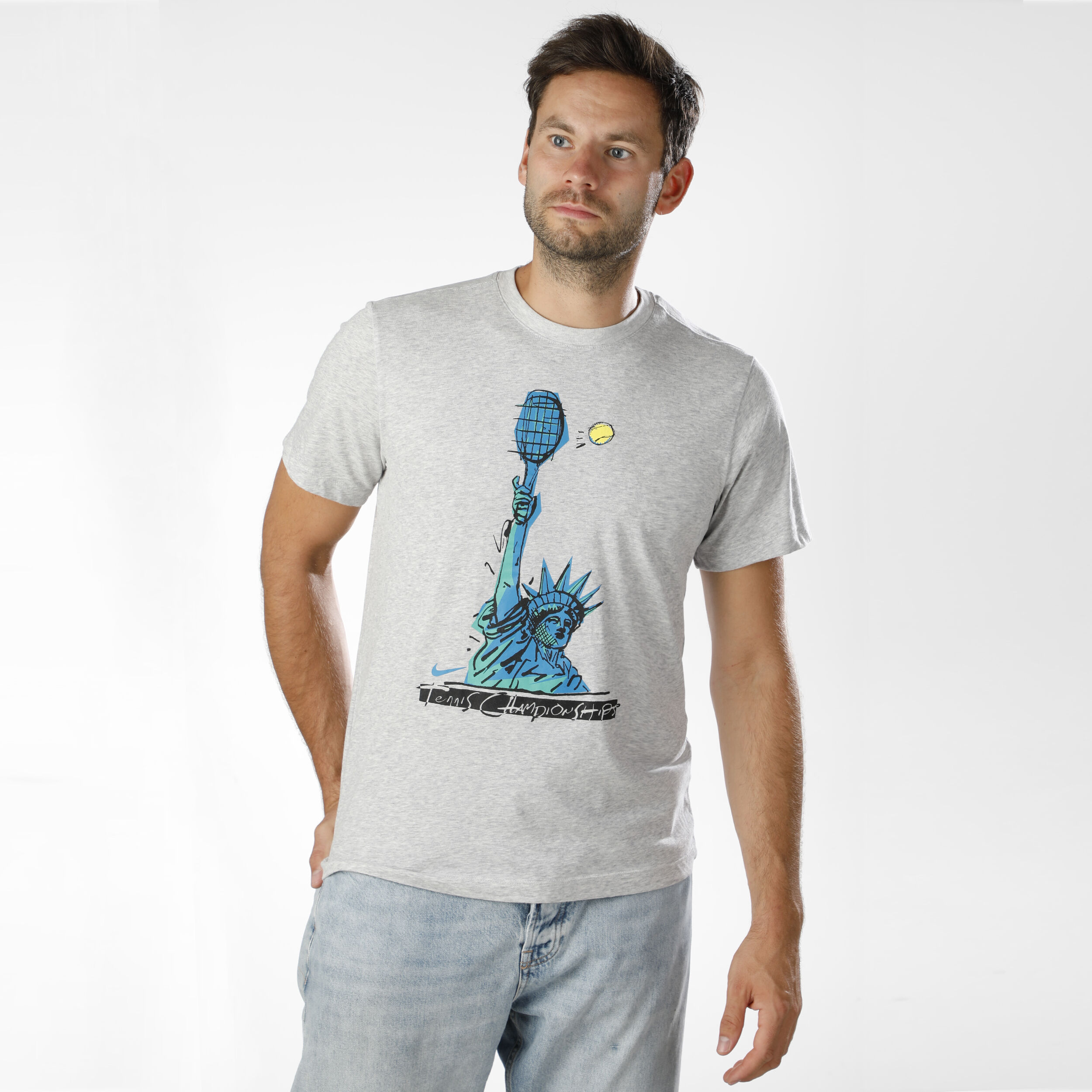 Dri Fit NYC Liberty T Shirt Herren Grau Turkis
