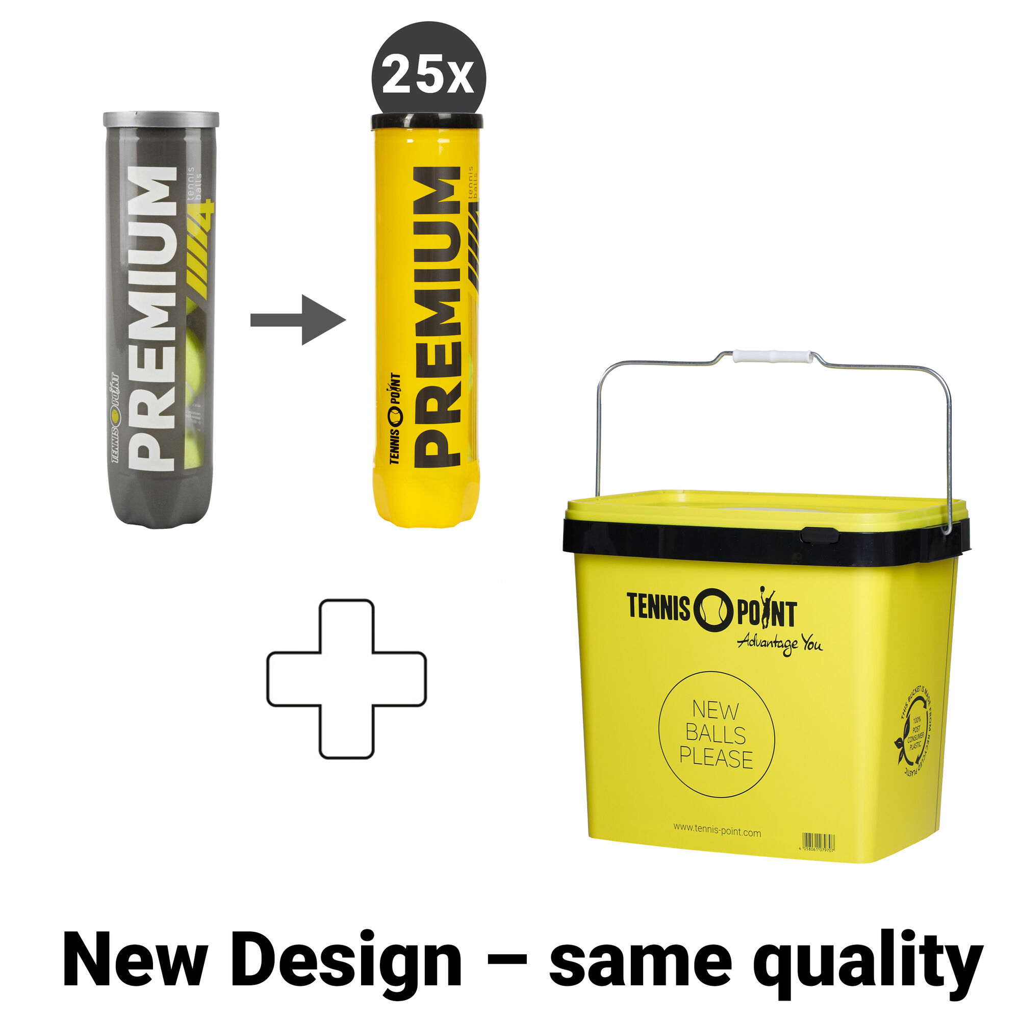 TennisPoint 25 X Premium 4er Dose Plus Balleimer online kaufen