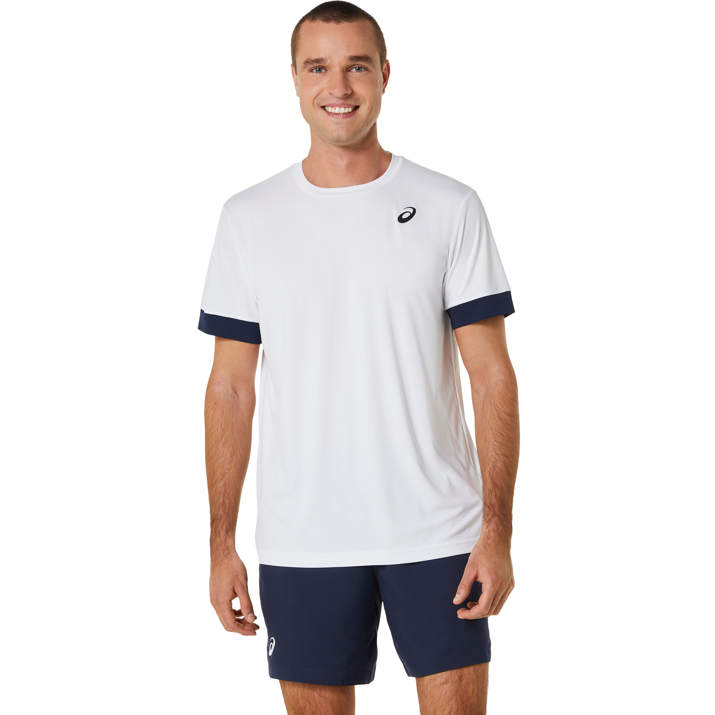 Court Shortsleeve Tee T Shirt Herren WeiB Dunkelblau