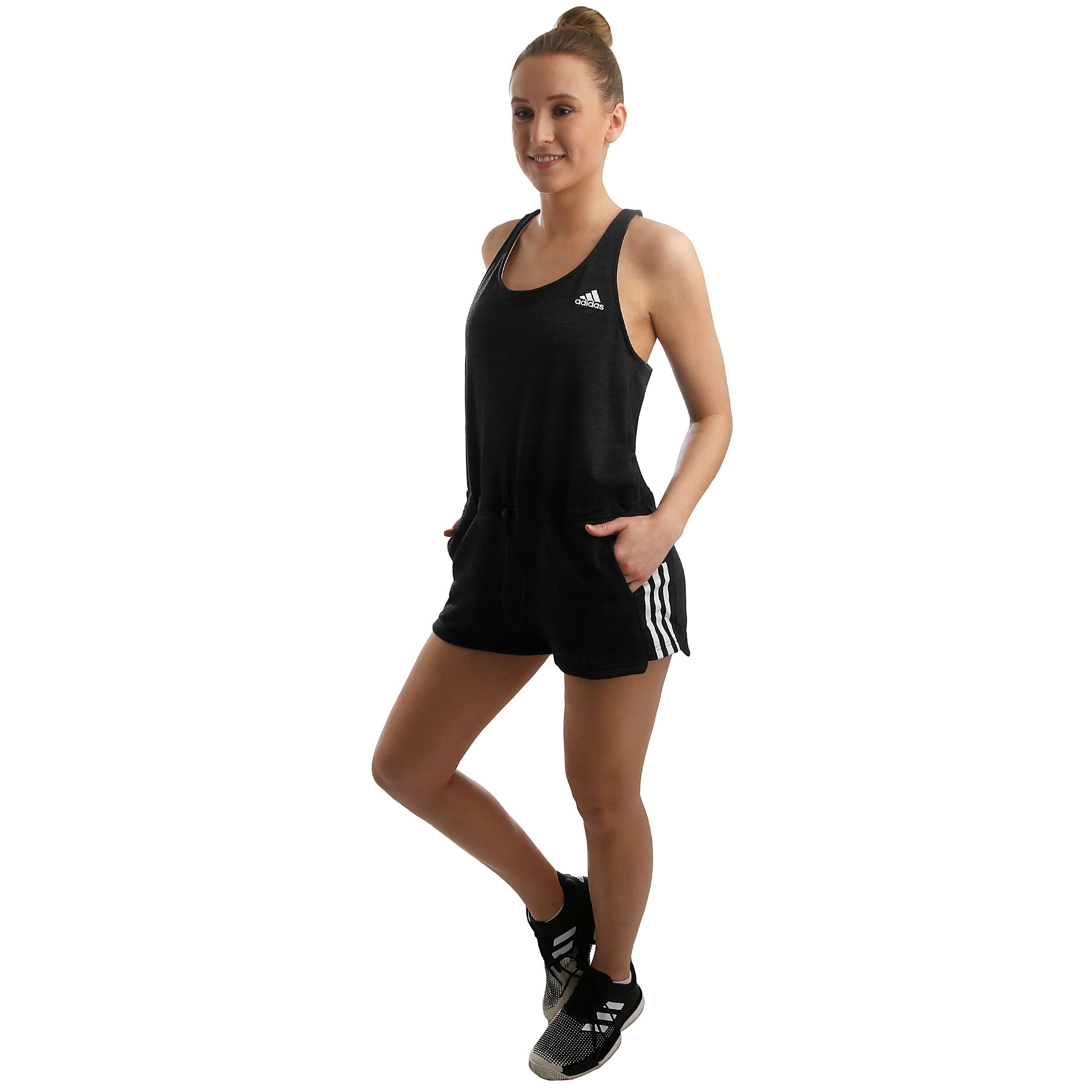 Sport To Street Romper Jumpsuit Damen Schwarz WeiB