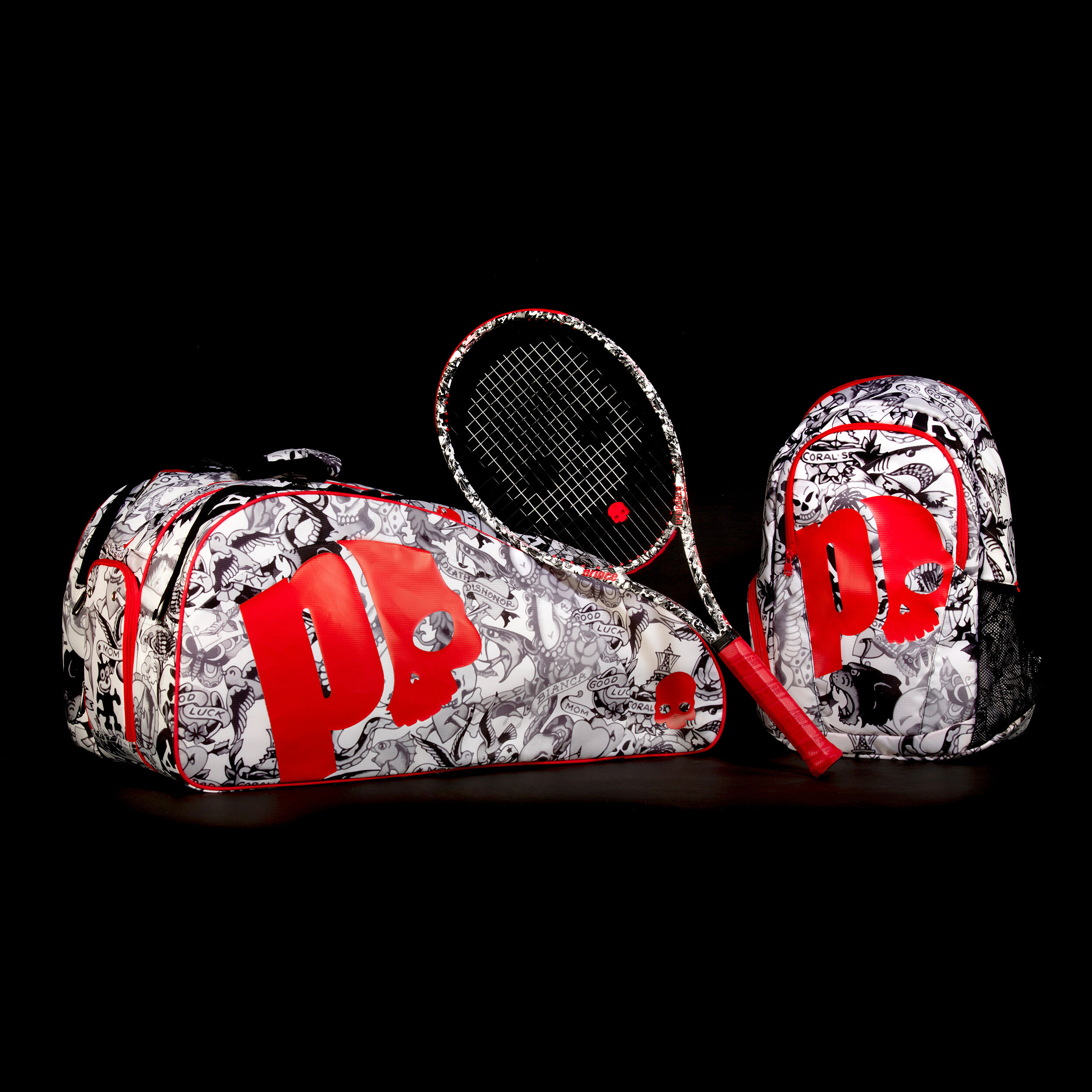 Hellrot Neu Prince O3 Tattoo Bag Schlägertasche Schwarz 