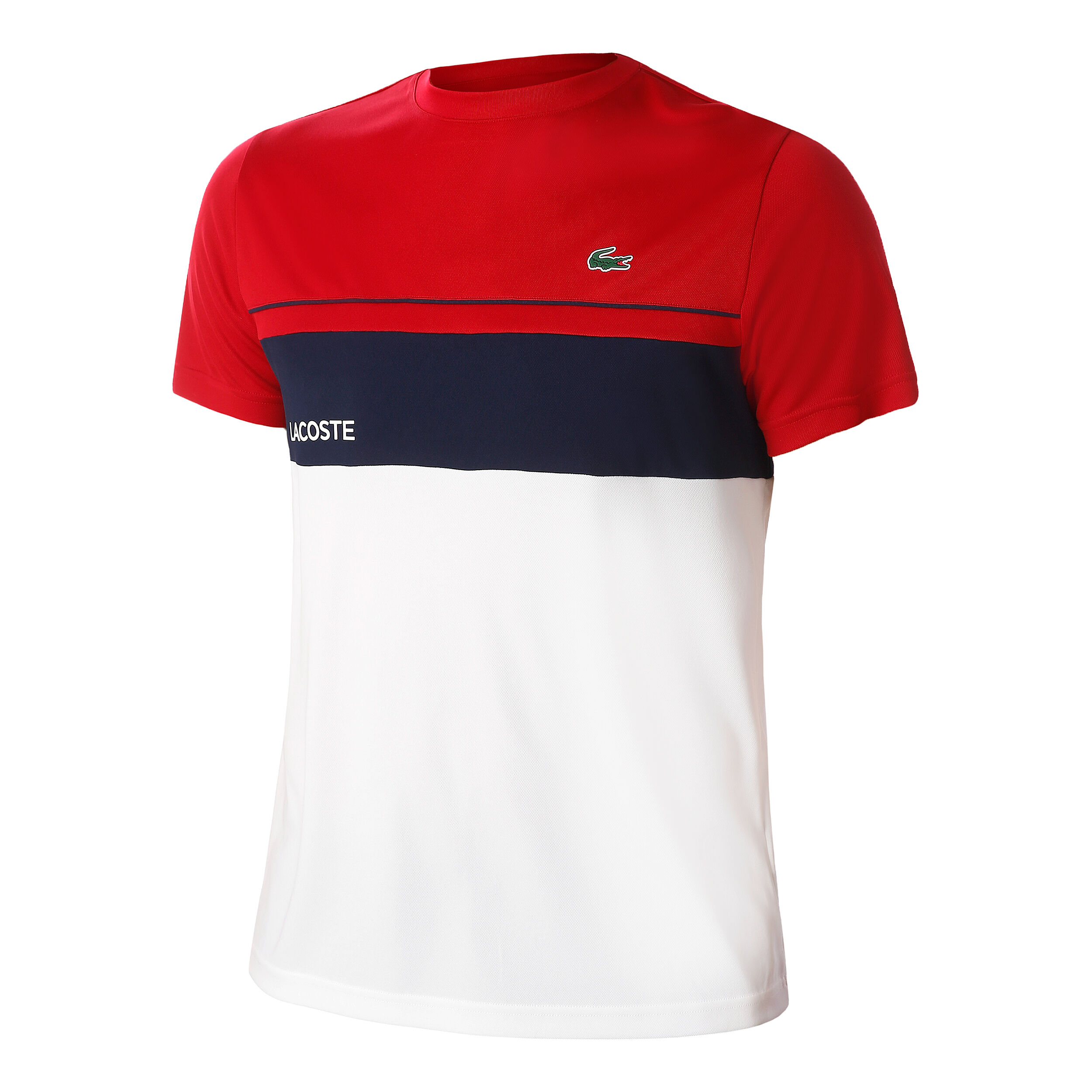 T shirt lacoste bleu blanc rouge on sale