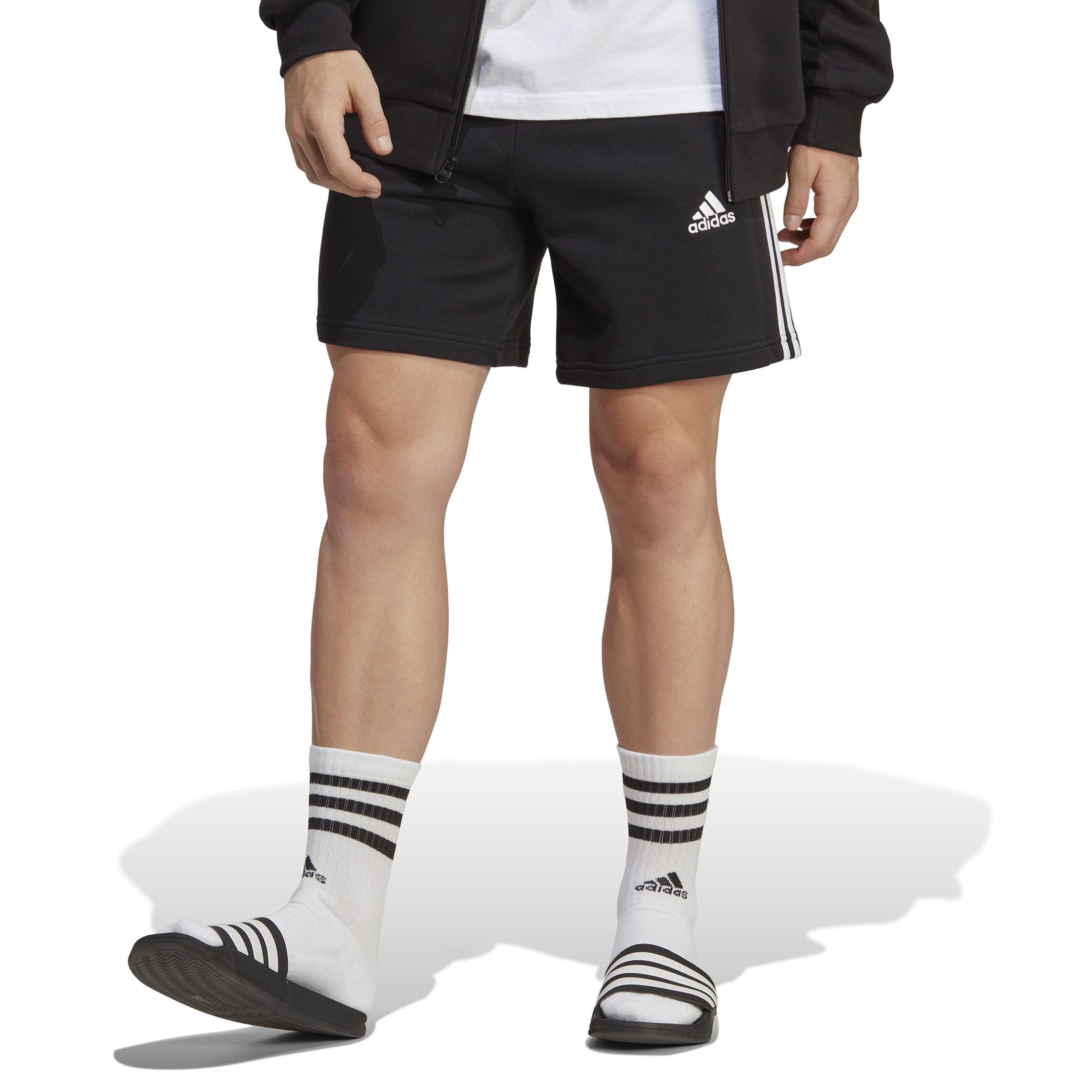 3 Stripes French Terry Shorts Herren Schwarz WeiB